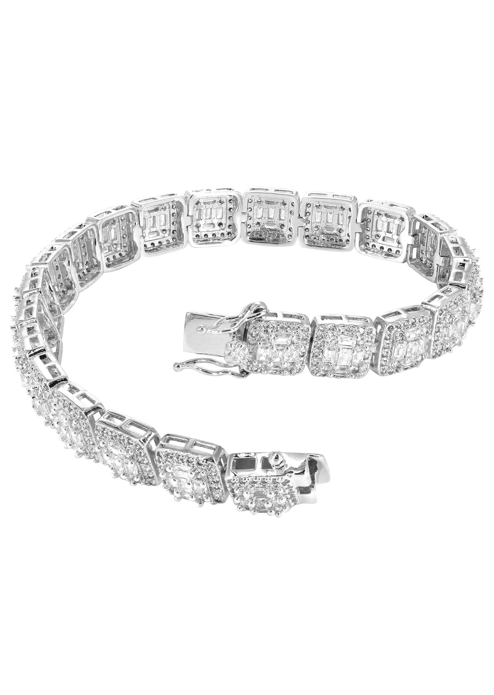 White Gold Plated Iced Out Square Cluster Bracelet - Image 3