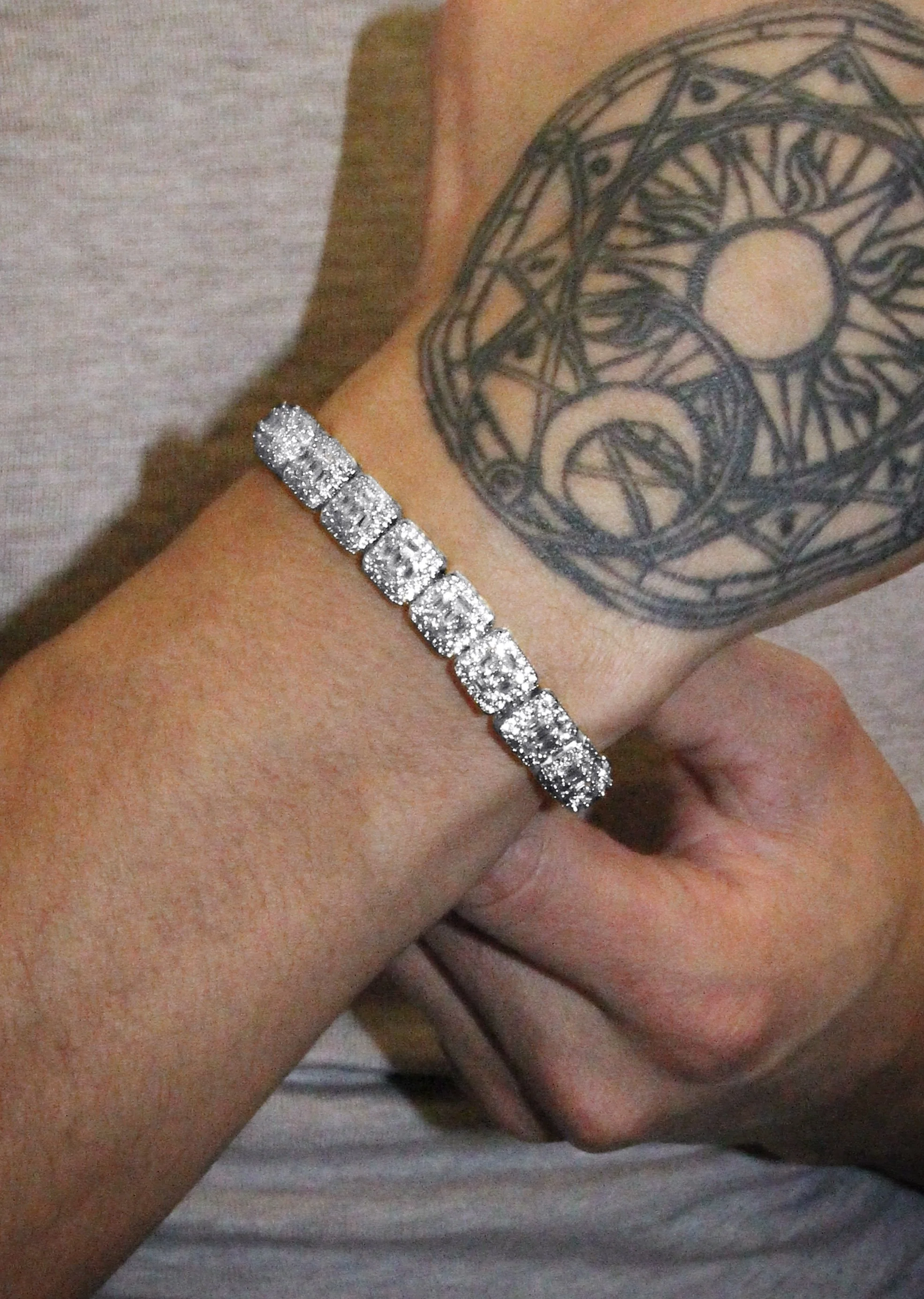 White Gold Plated Iced Out Square Cluster Bracelet - Image 5