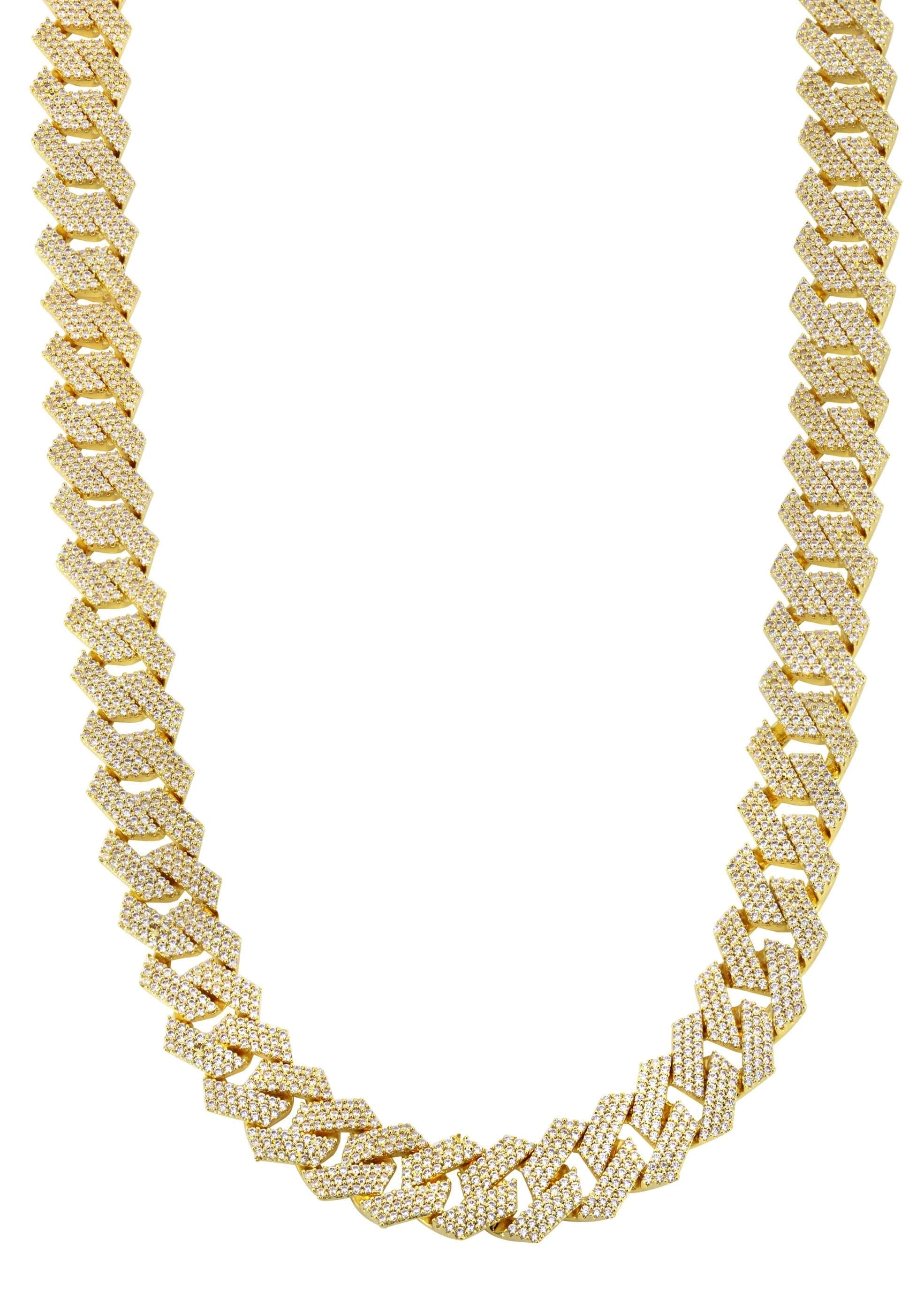 Iced Out Gold Plated Mens Prong Set Cuban Link Chain - Image 2