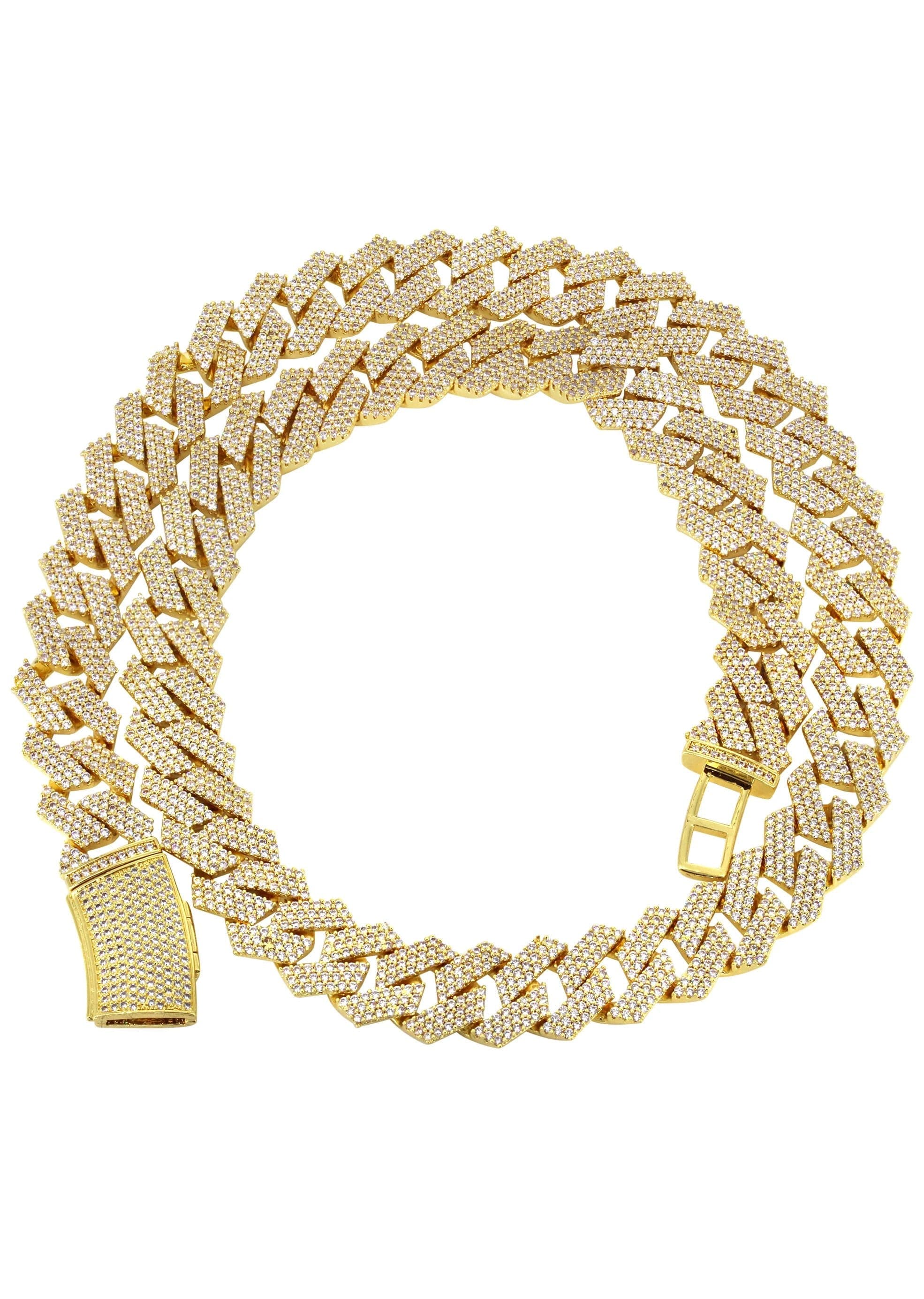 Iced Out Gold Plated Mens Prong Set Cuban Link Chain - Image 4