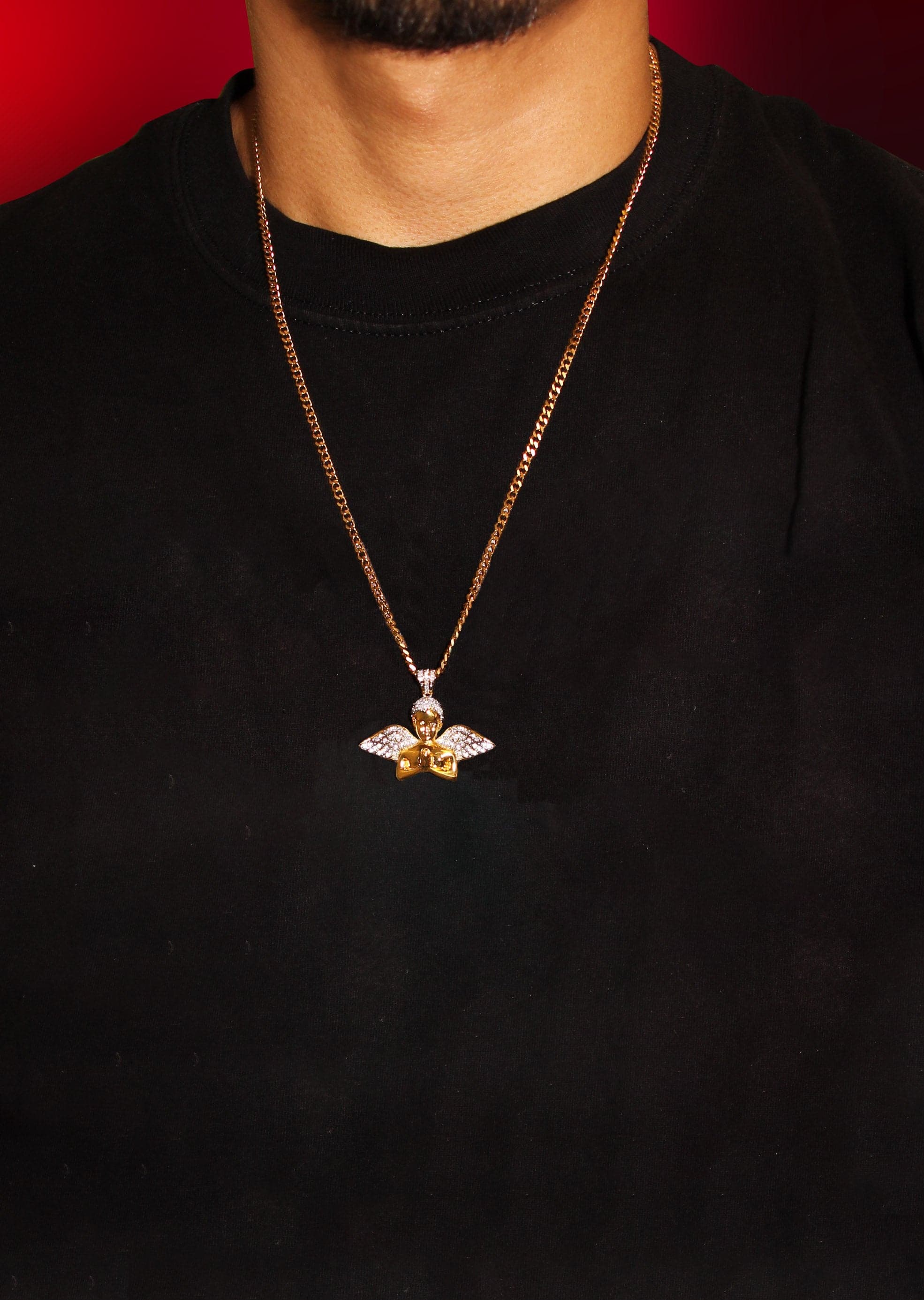 Mens Gold Plated Cuban Link Chain & Angel Pendant | Appx. 19.4 Grams - Image 5
