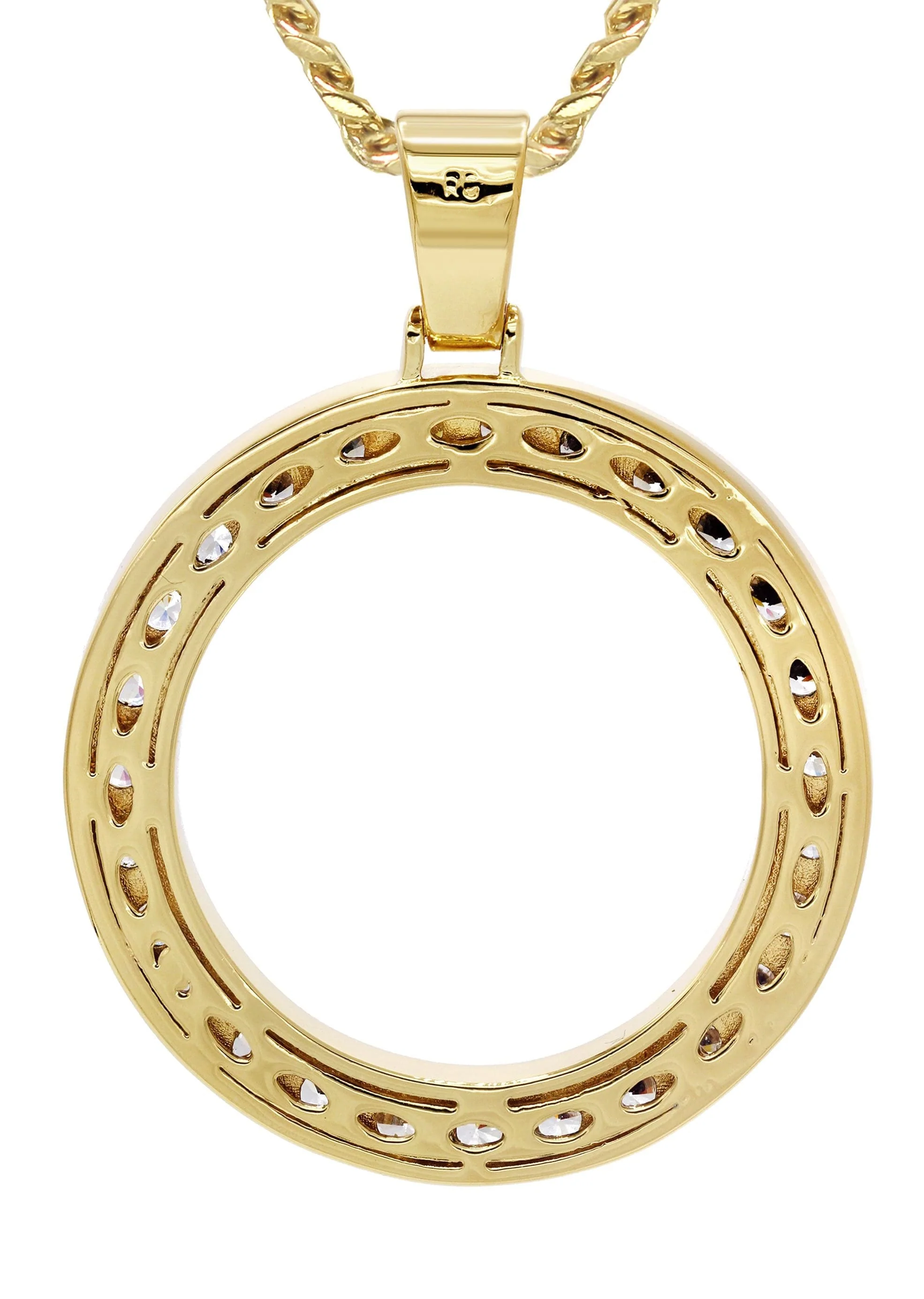 Mens Gold Plated Cuban Link Chain & Circle Pendant | Appx. 25 Grams - Image 3