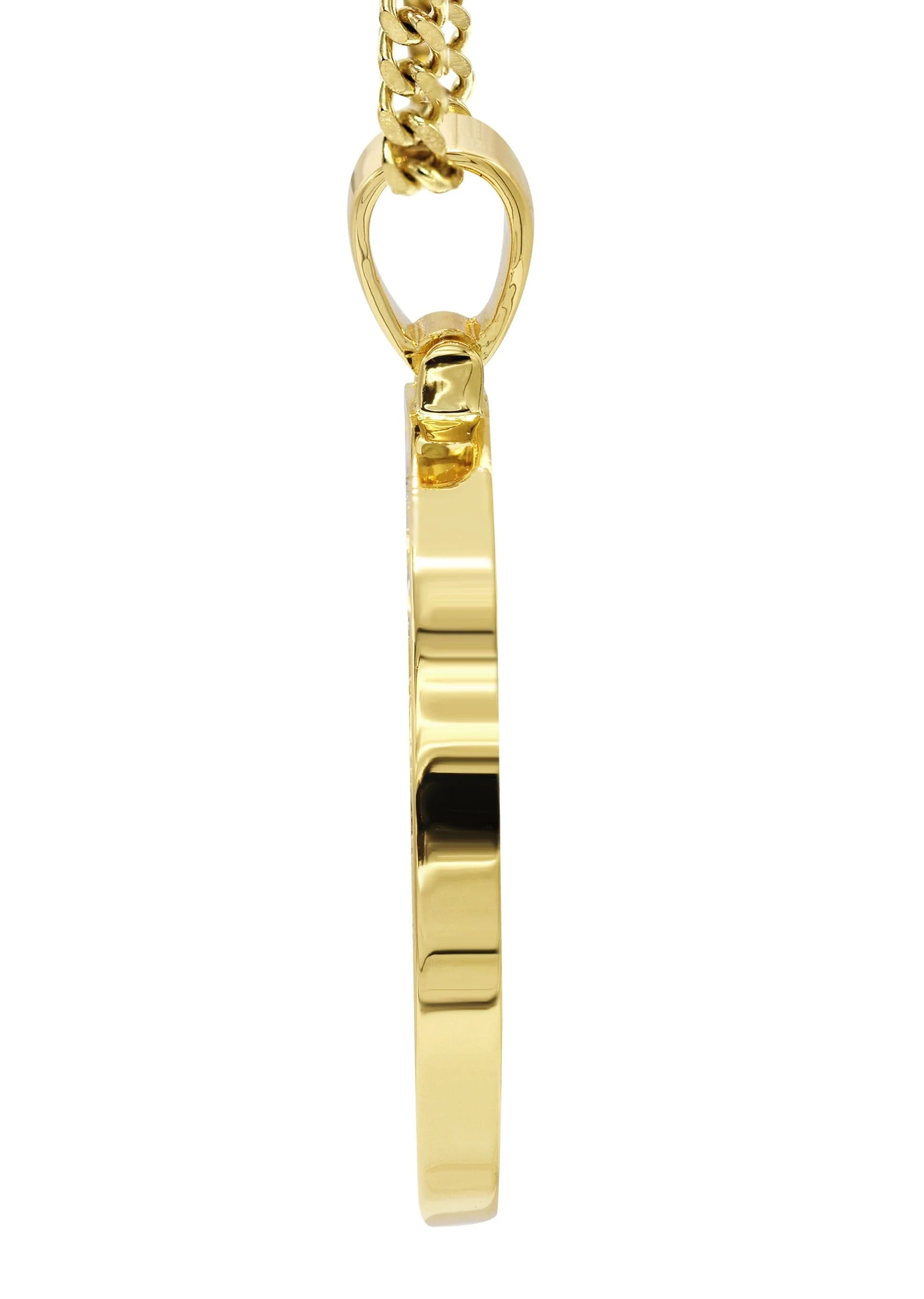 Mens Gold Plated Cuban Link Chain & Circle Pendant | Appx. 25 Grams - Image 4