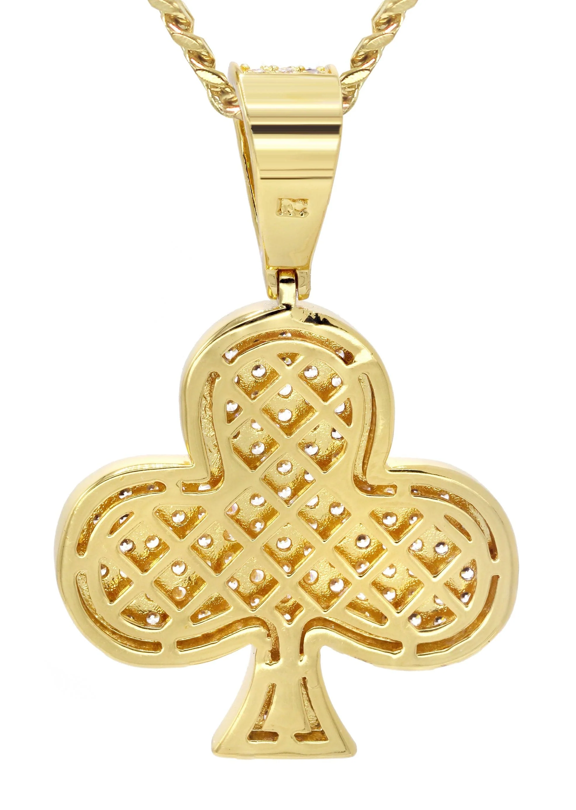 Mens Gold Plated Cuban Link Chain & Clover Pendant | Appx. 18.8 Grams - Image 3