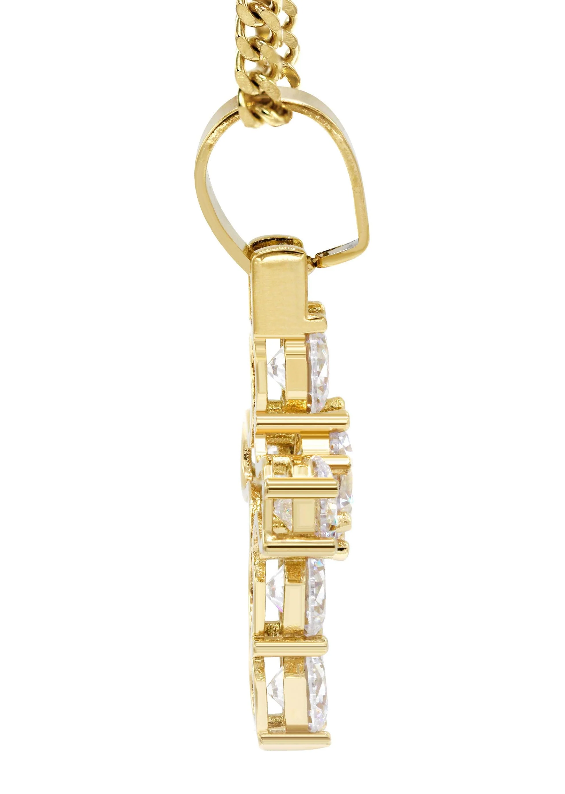 Mens Gold Plated Cuban Link Chain & Cross Pendant | Appx. 19.5 Grams - Image 4