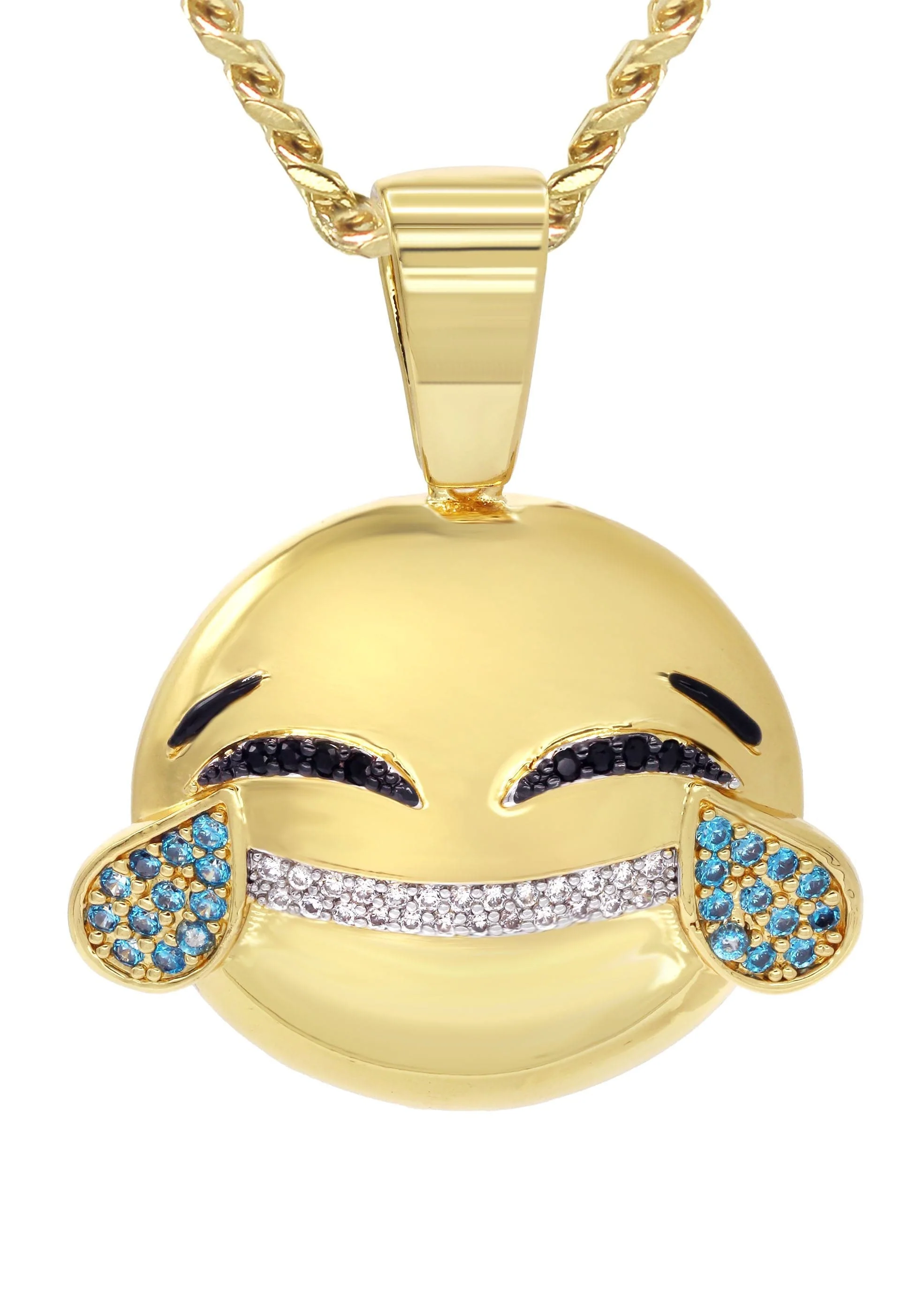 Mens Gold Plated Cuban Link Chain & Emoji Pendant | Appx. 16.3 Grams - Image 2