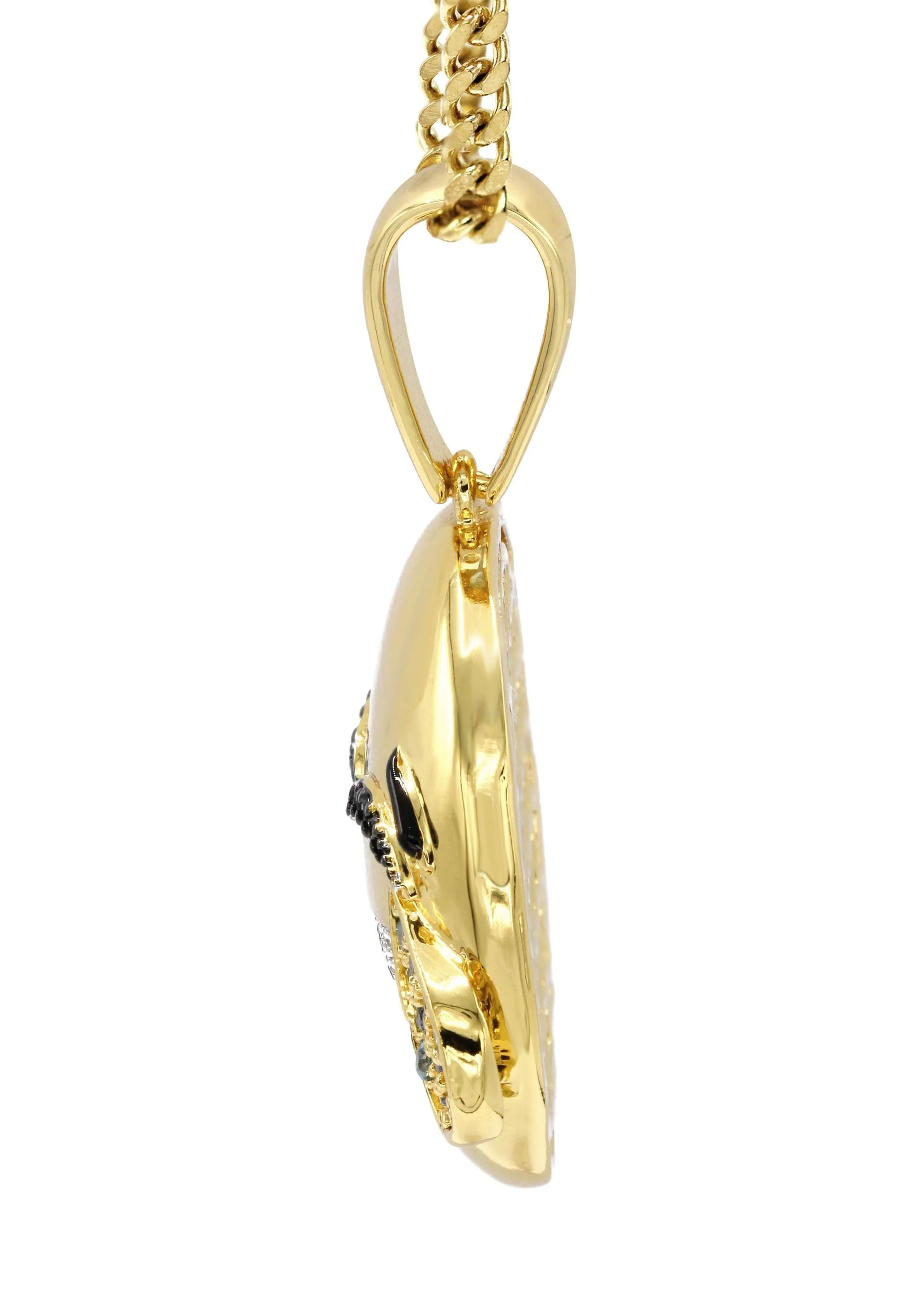 Mens Gold Plated Cuban Link Chain & Emoji Pendant | Appx. 16.3 Grams - Image 4