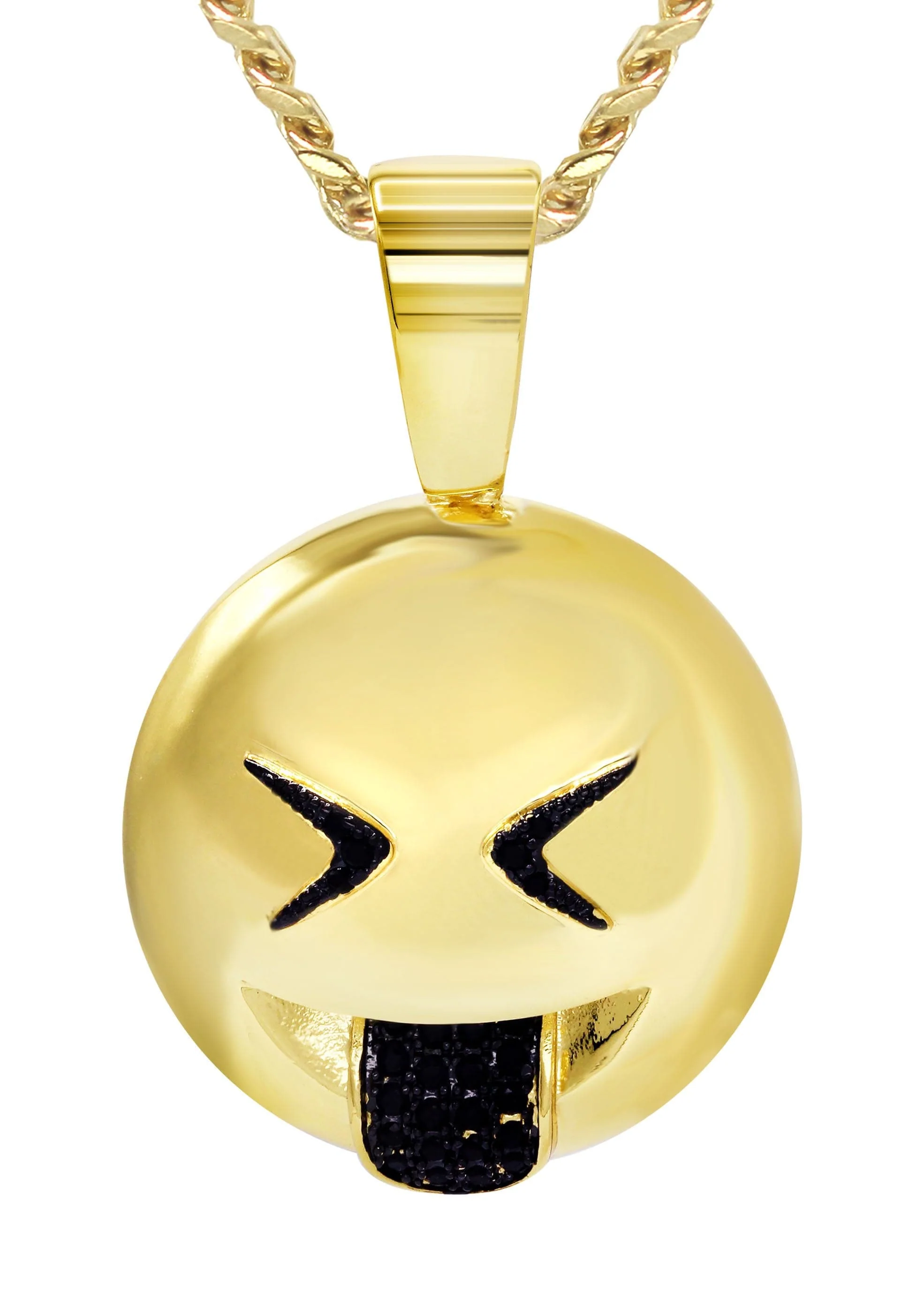 Mens Gold Plated Cuban Link Chain & Emoji Pendant | Appx. 16 Grams - Image 2