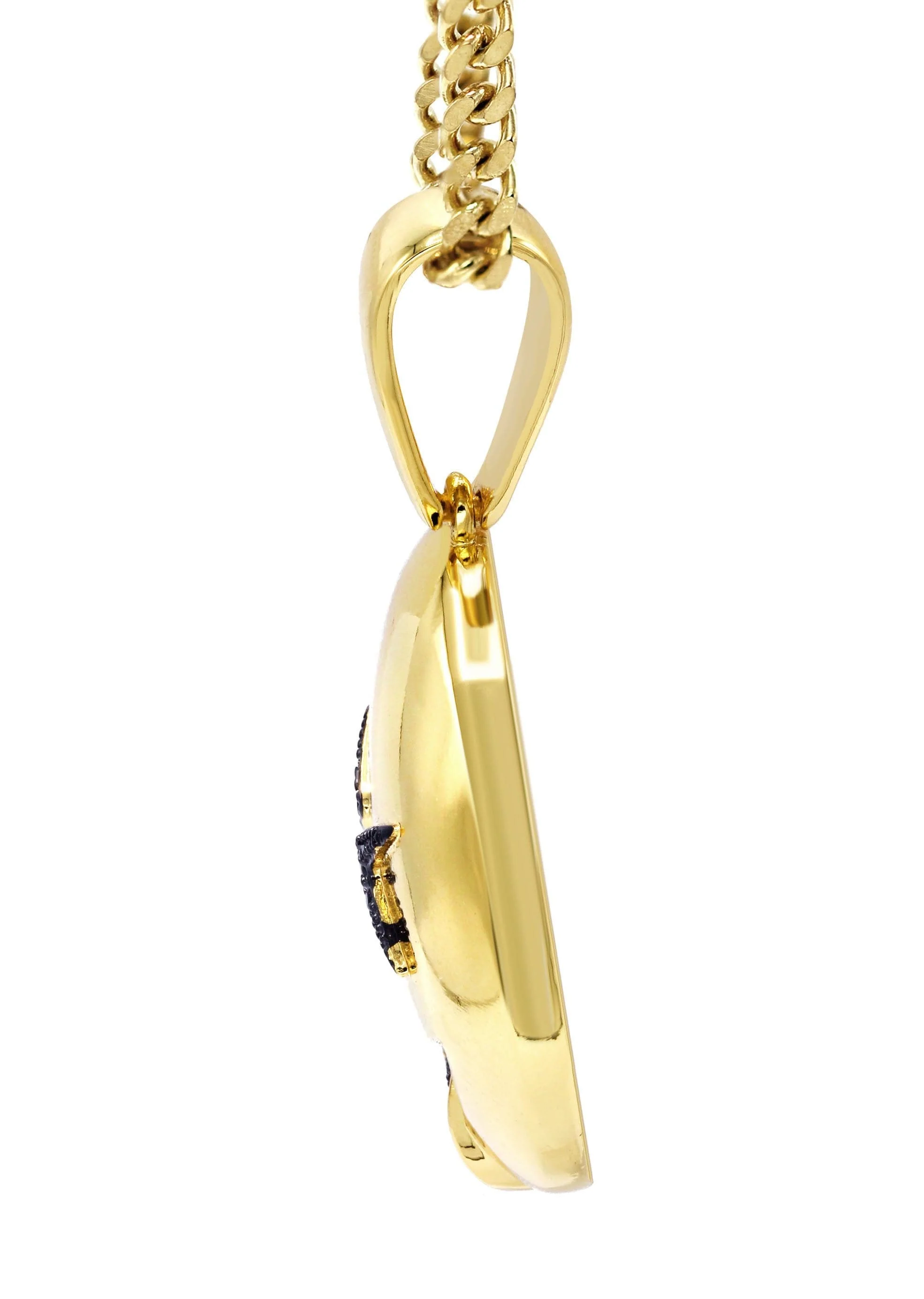 Mens Gold Plated Cuban Link Chain & Emoji Pendant | Appx. 16 Grams - Image 4