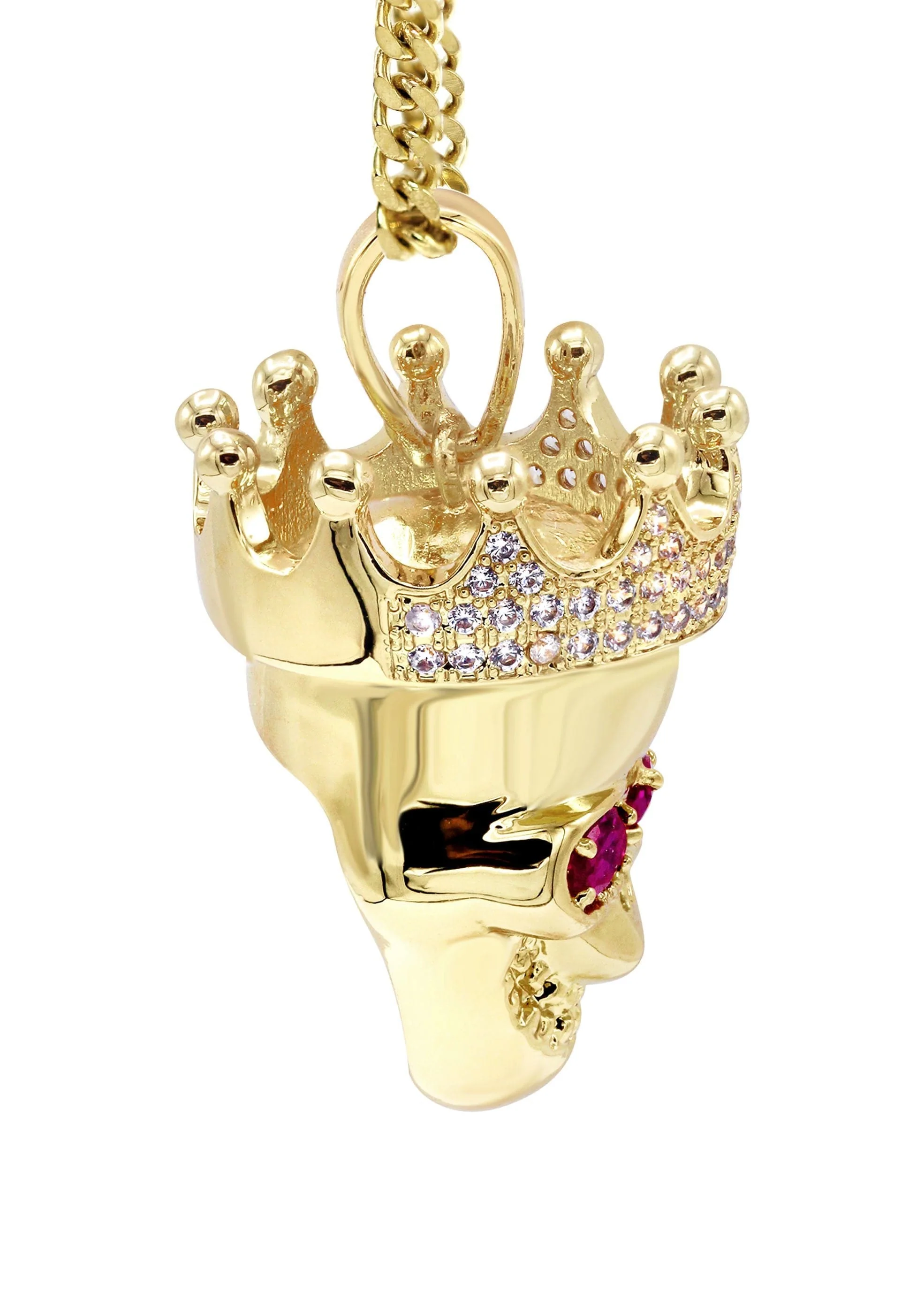 Mens Gold Plated Cuban Link Chain & Skull Pendant | Appx. 21 Grams - Image 4