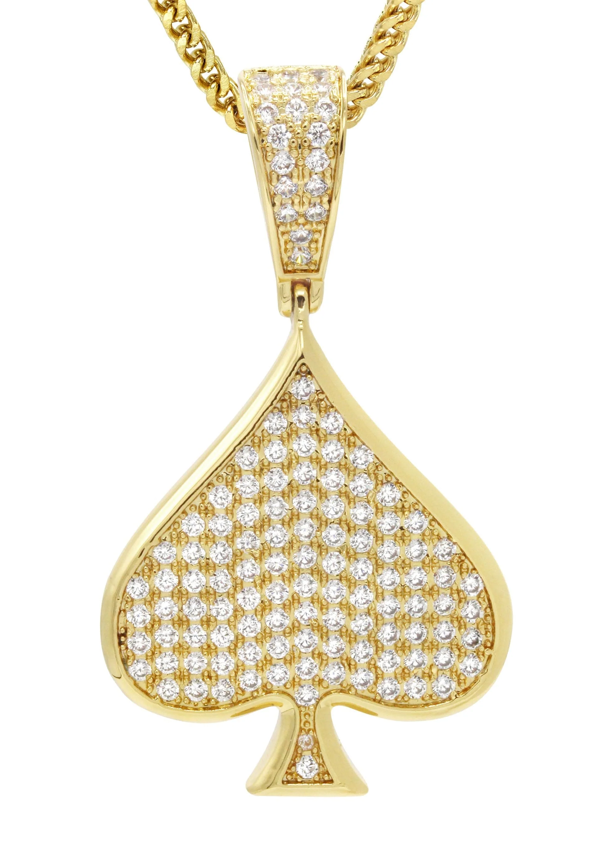 Mens Gold Plated Franco Chain & Ace of Spades Pendant | Appx. 15.9 Grams - Image 2