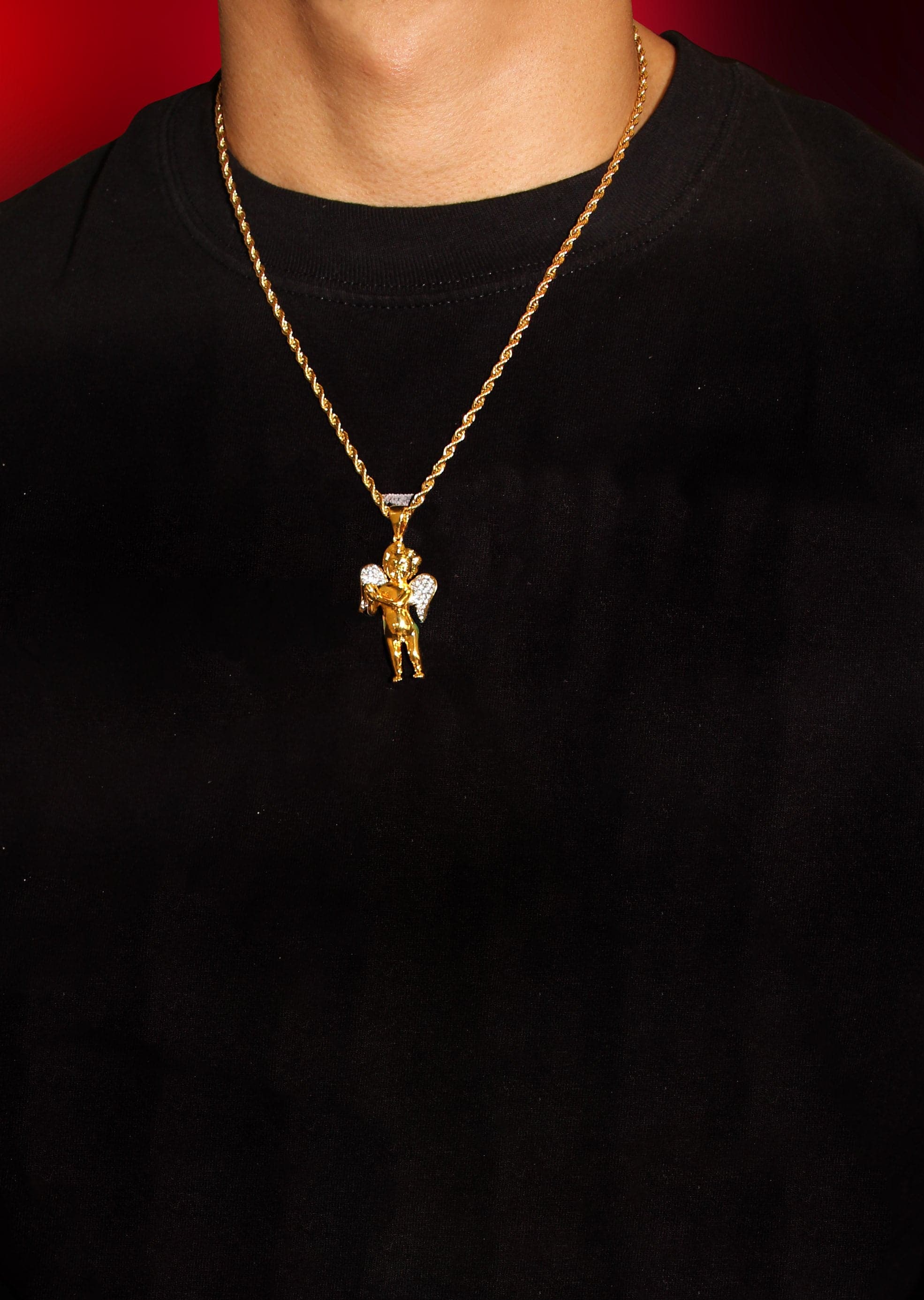 Mens Gold Plated Franco Chain & Angel Pendant | Appx. 19.4 Grams - Image 5