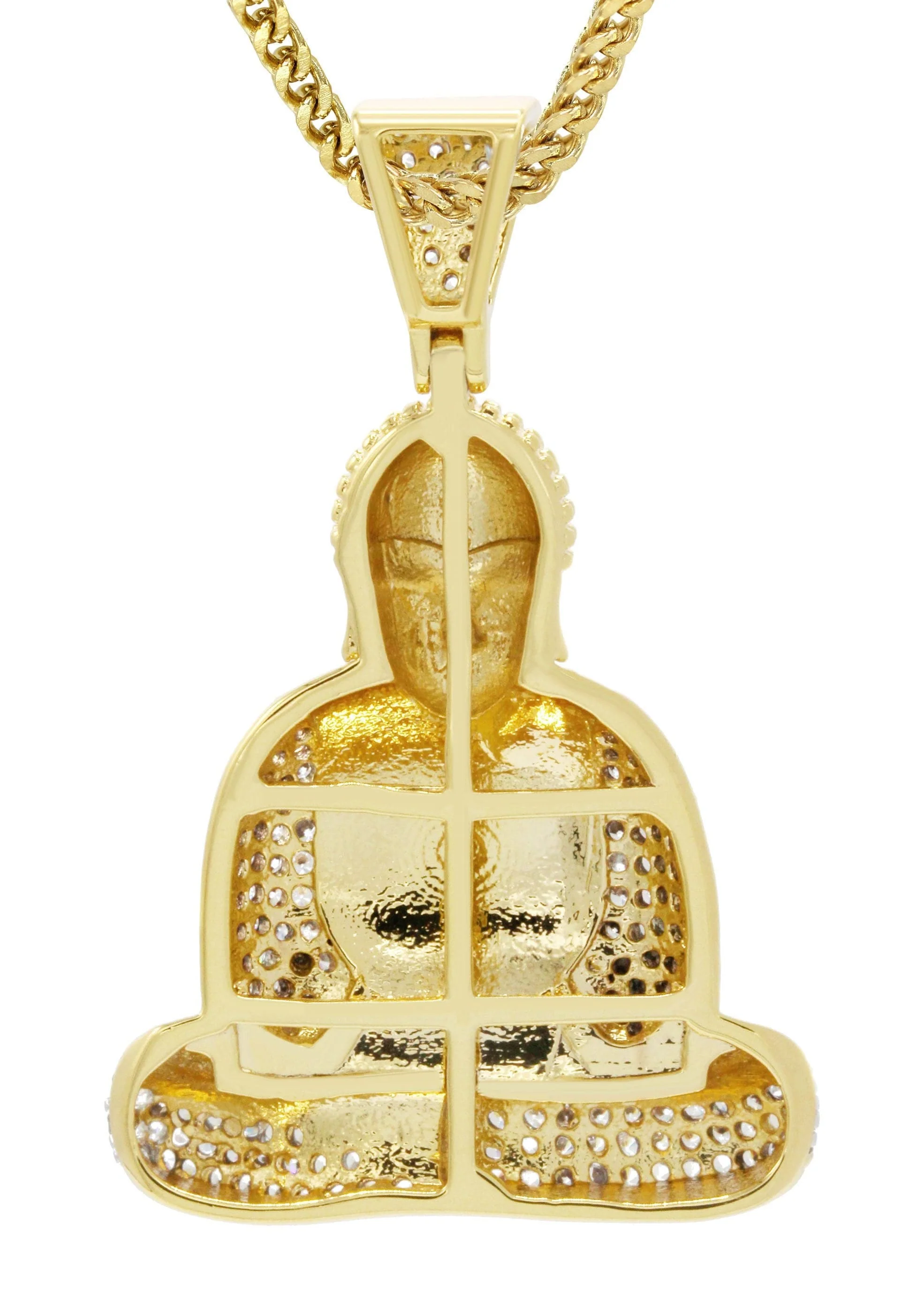 Mens Gold Plated Franco Chain & Buddha Pendant | Appx. 14 Grams - Image 3