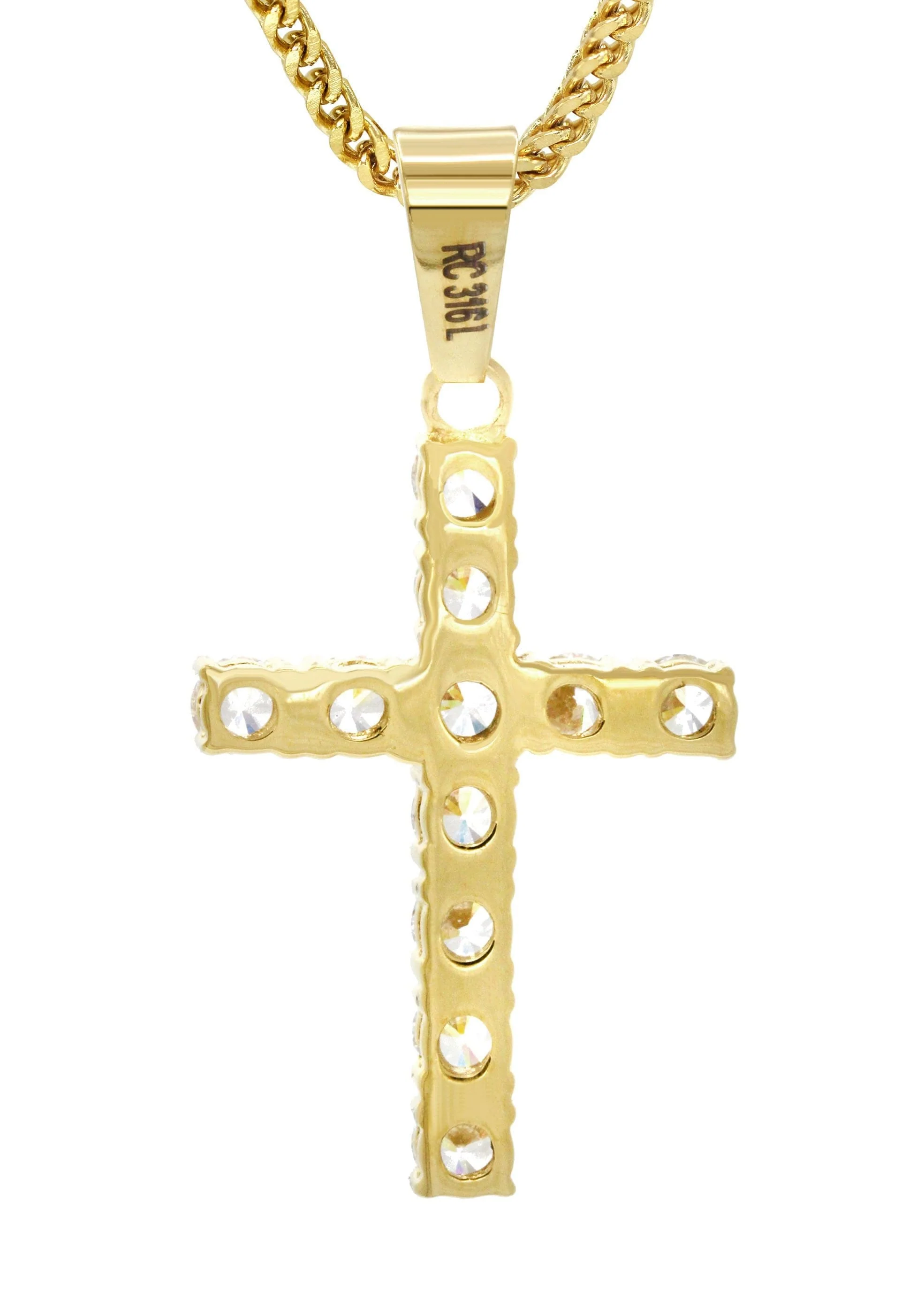 Mens Gold Plated Franco Chain & Cross Pendant | Appx. 12.4 Grams - Image 3