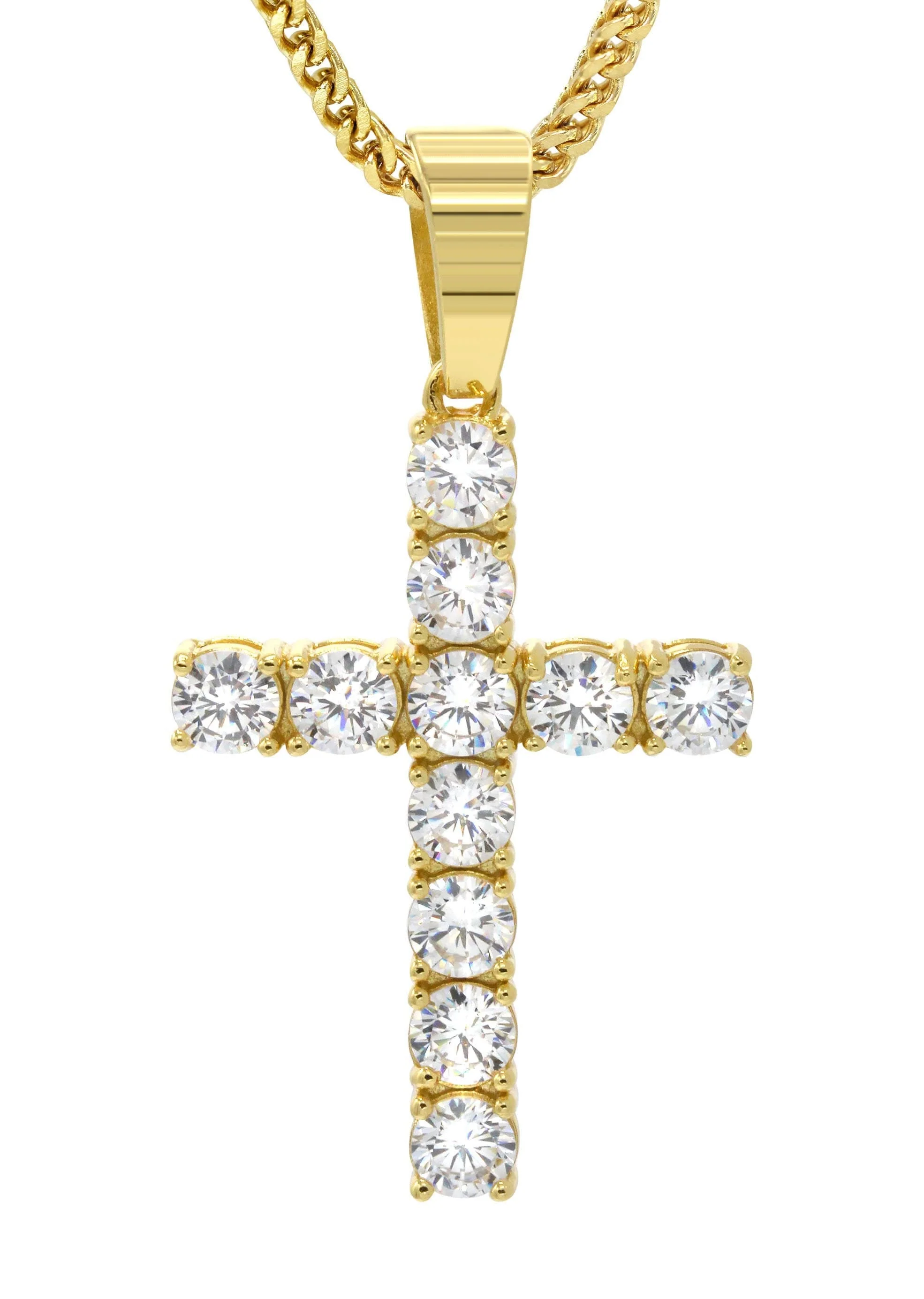 Mens Gold Plated Franco Chain & Cross Pendant | Appx. 13 Grams - Image 2