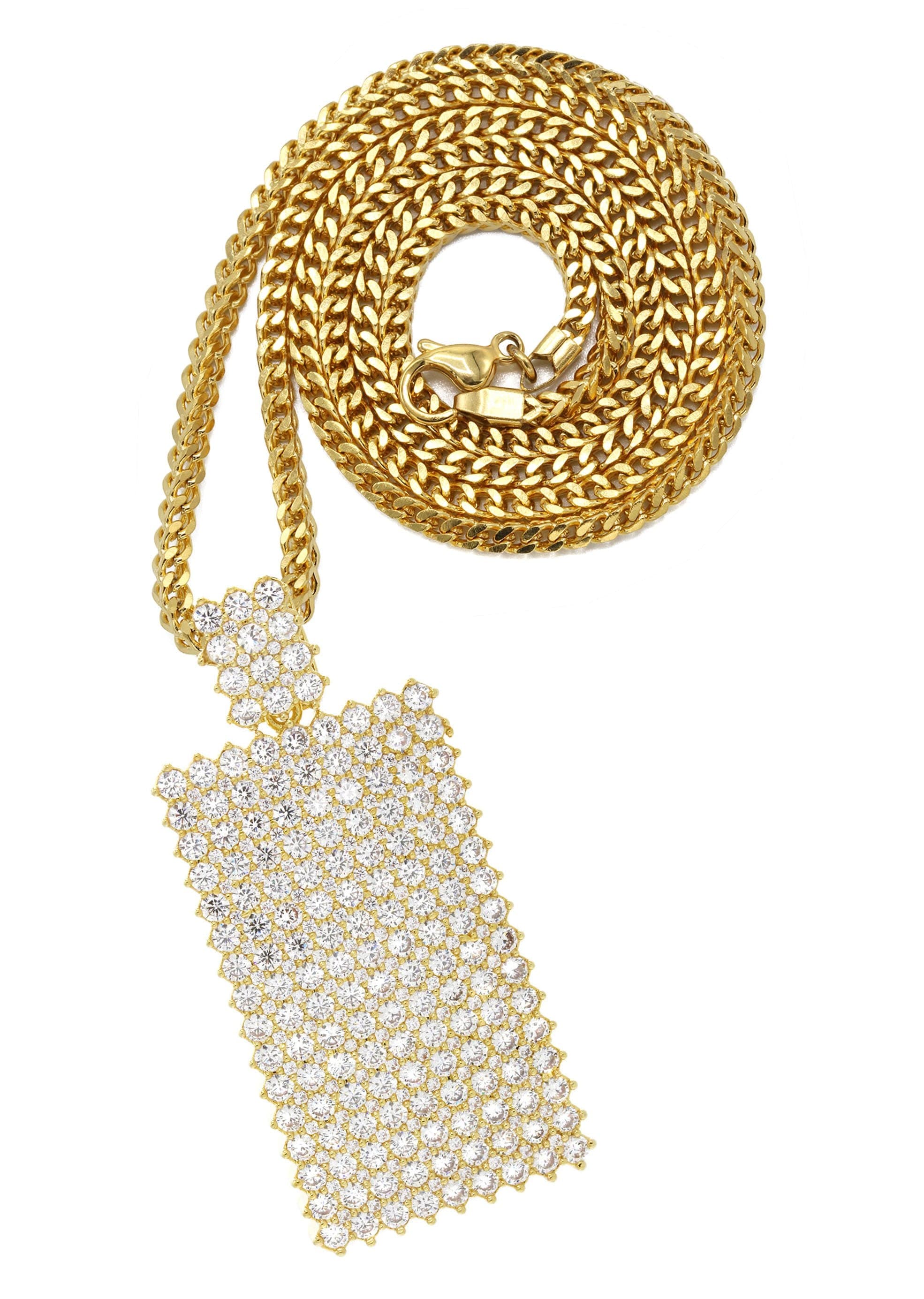 Mens Gold Plated Franco Chain & Dog Tag Pendant | Appx. 28 Grams