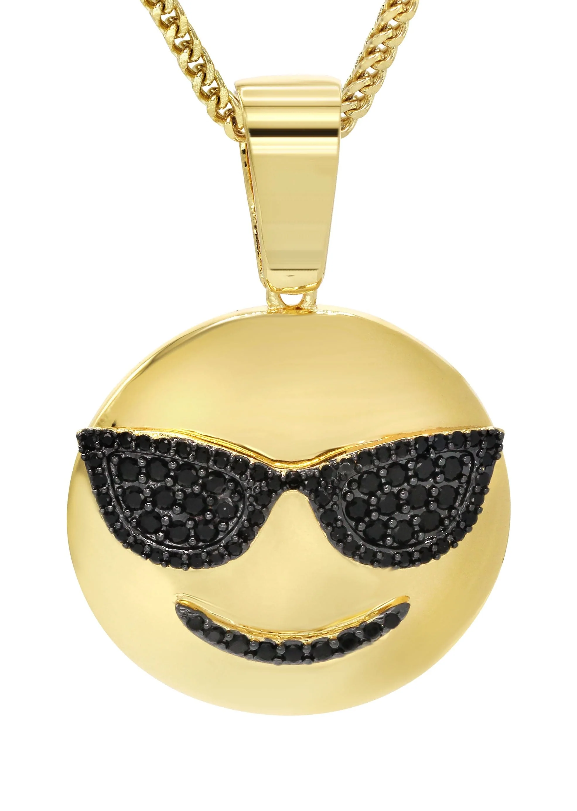 Mens Gold Plated Franco Chain & Emoji Pendant | Appx. 15.6 Grams - Image 2