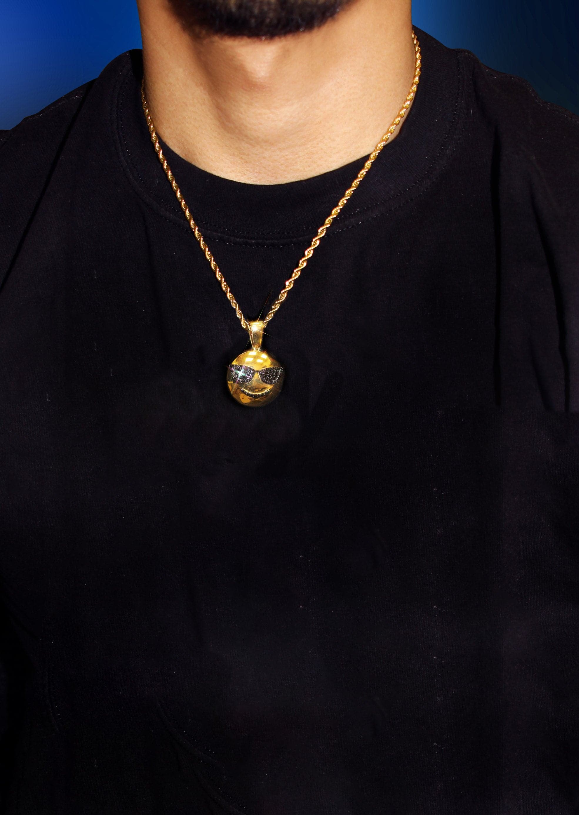 Mens Gold Plated Franco Chain & Emoji Pendant | Appx. 15.6 Grams - Image 5
