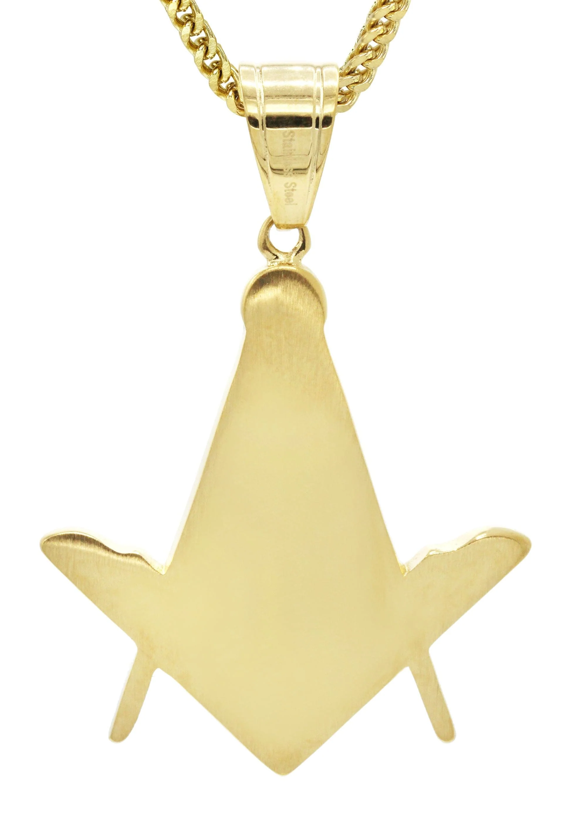 Mens Gold Plated Franco Chain & Freemason Pendant | Appx. 17.5 Grams - Image 3