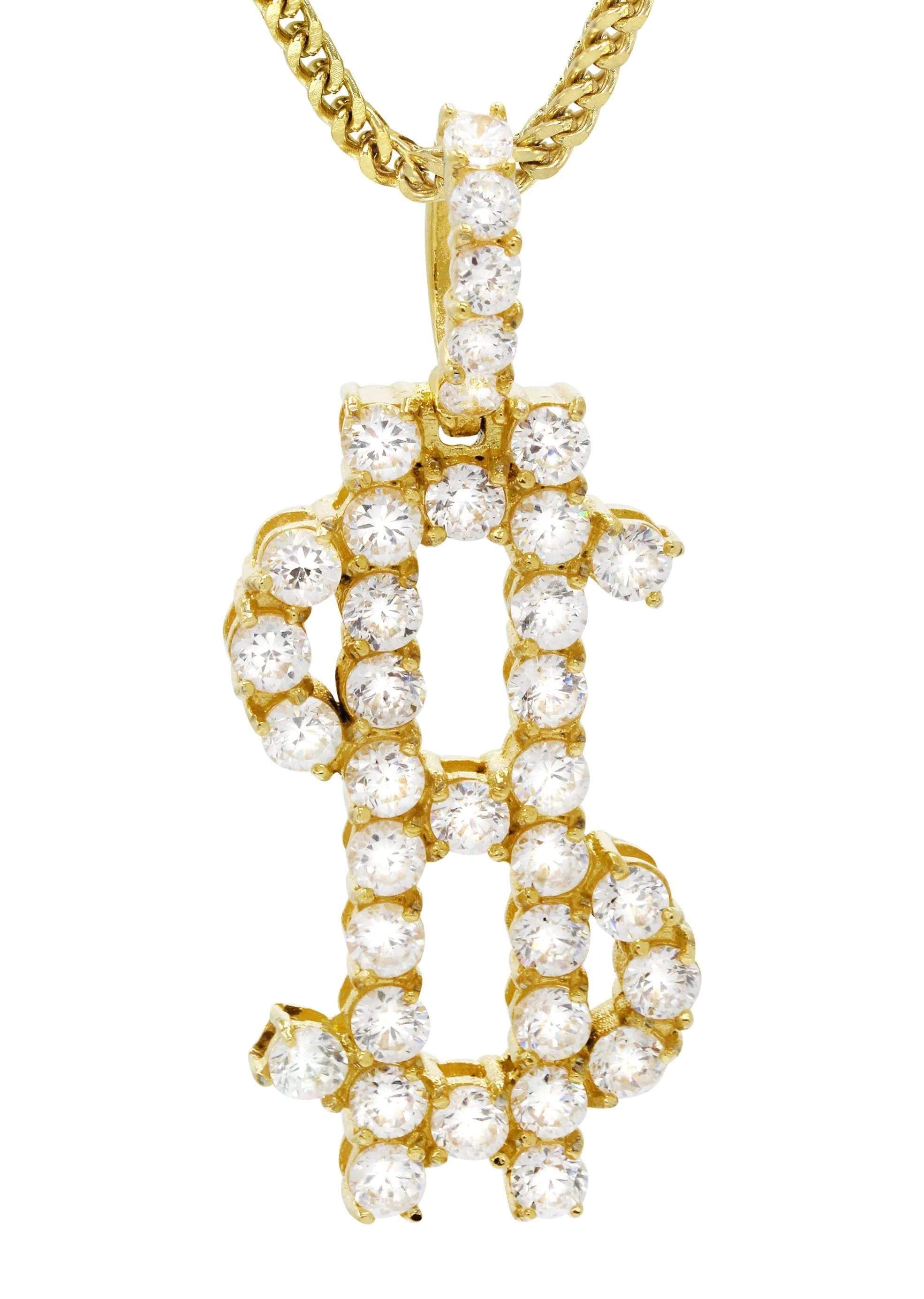 Mens Gold Plated Franco Chain & Money Sign Pendant | Appx. 14.3 Grams - Image 2