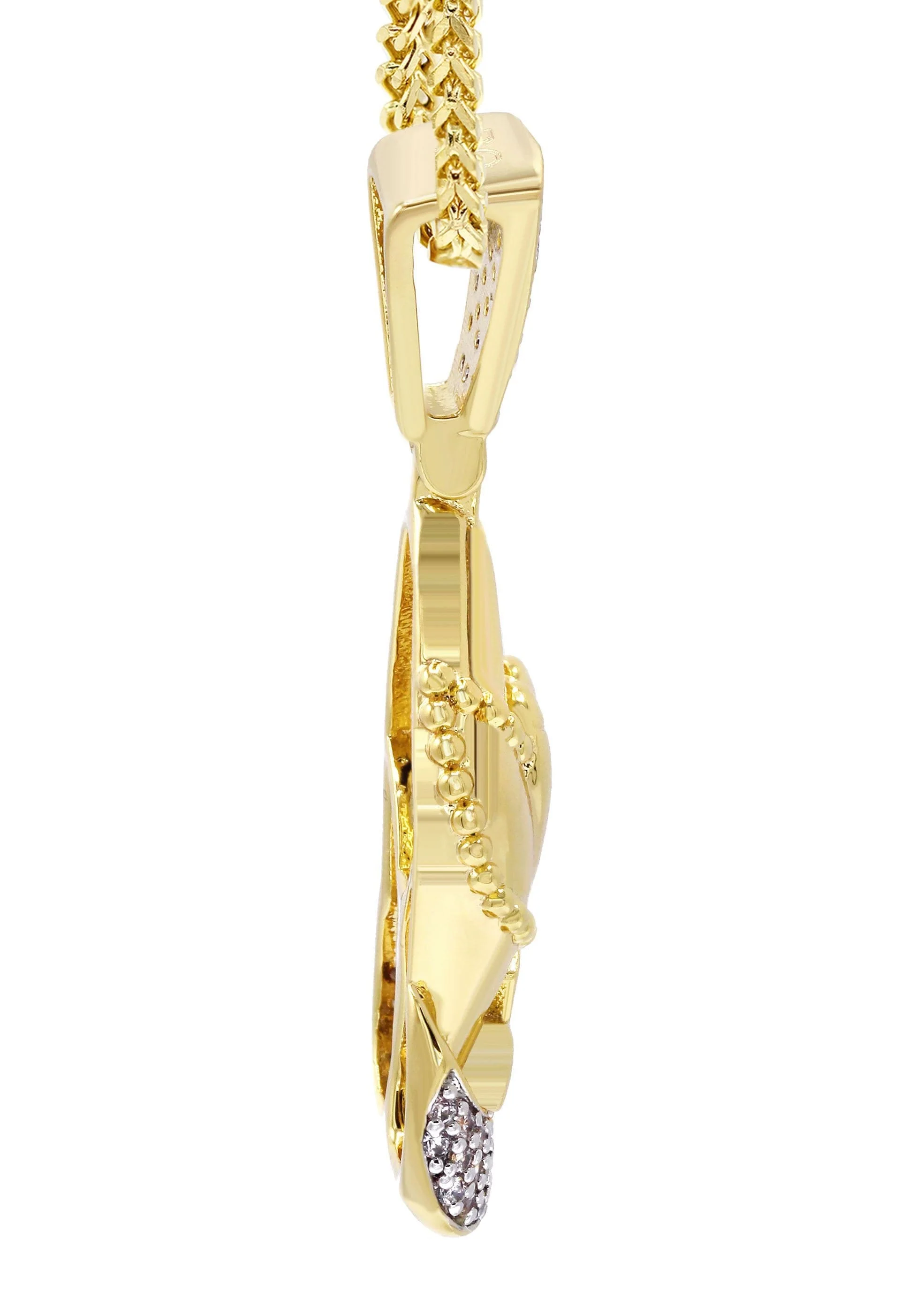 Mens Gold Plated Franco Chain & Praying Hands Pendant | Appx. 12 Grams - Image 4
