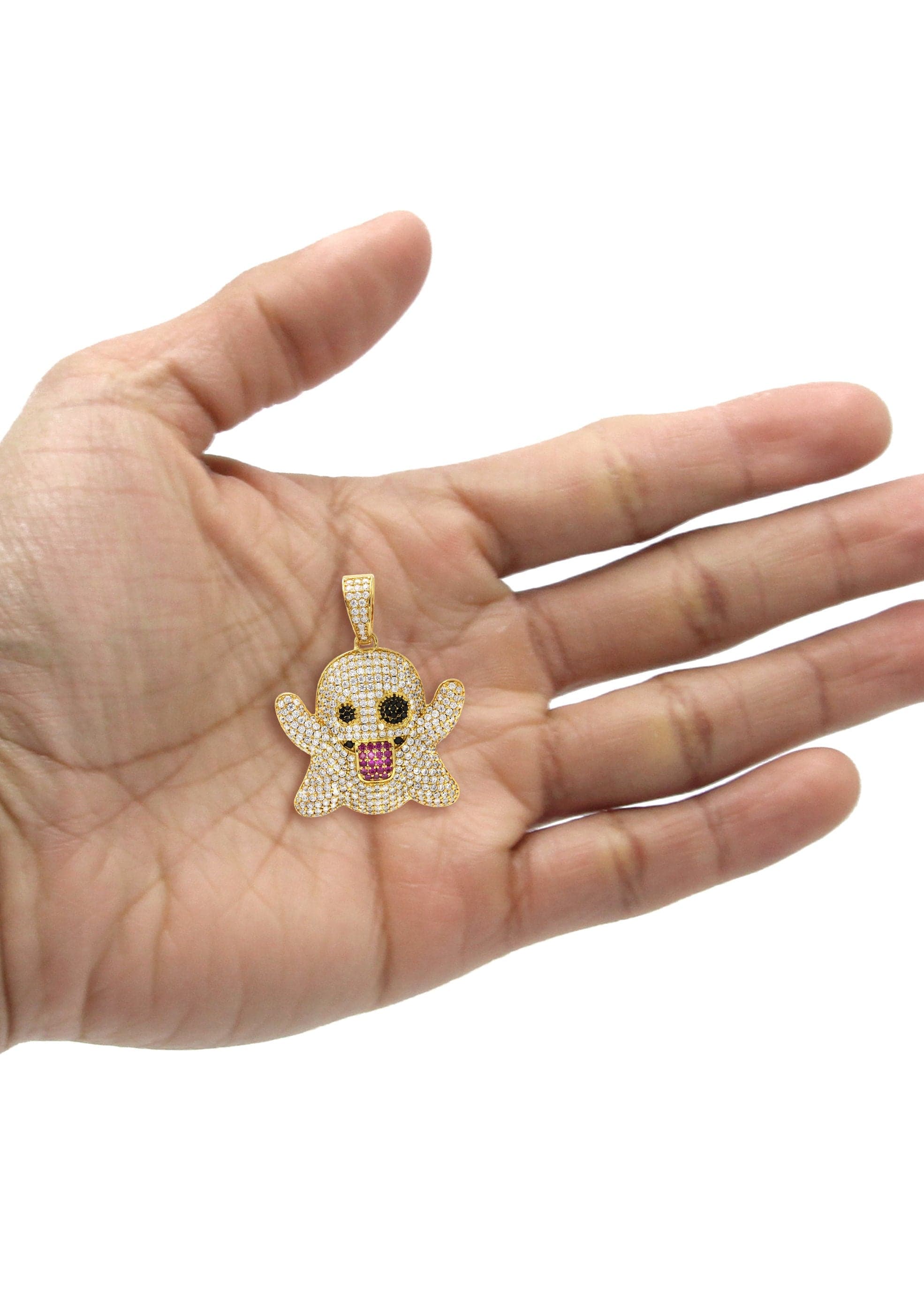 Gold Plated Ghost Emoji Pendant | 18.2 Grams - Image 4