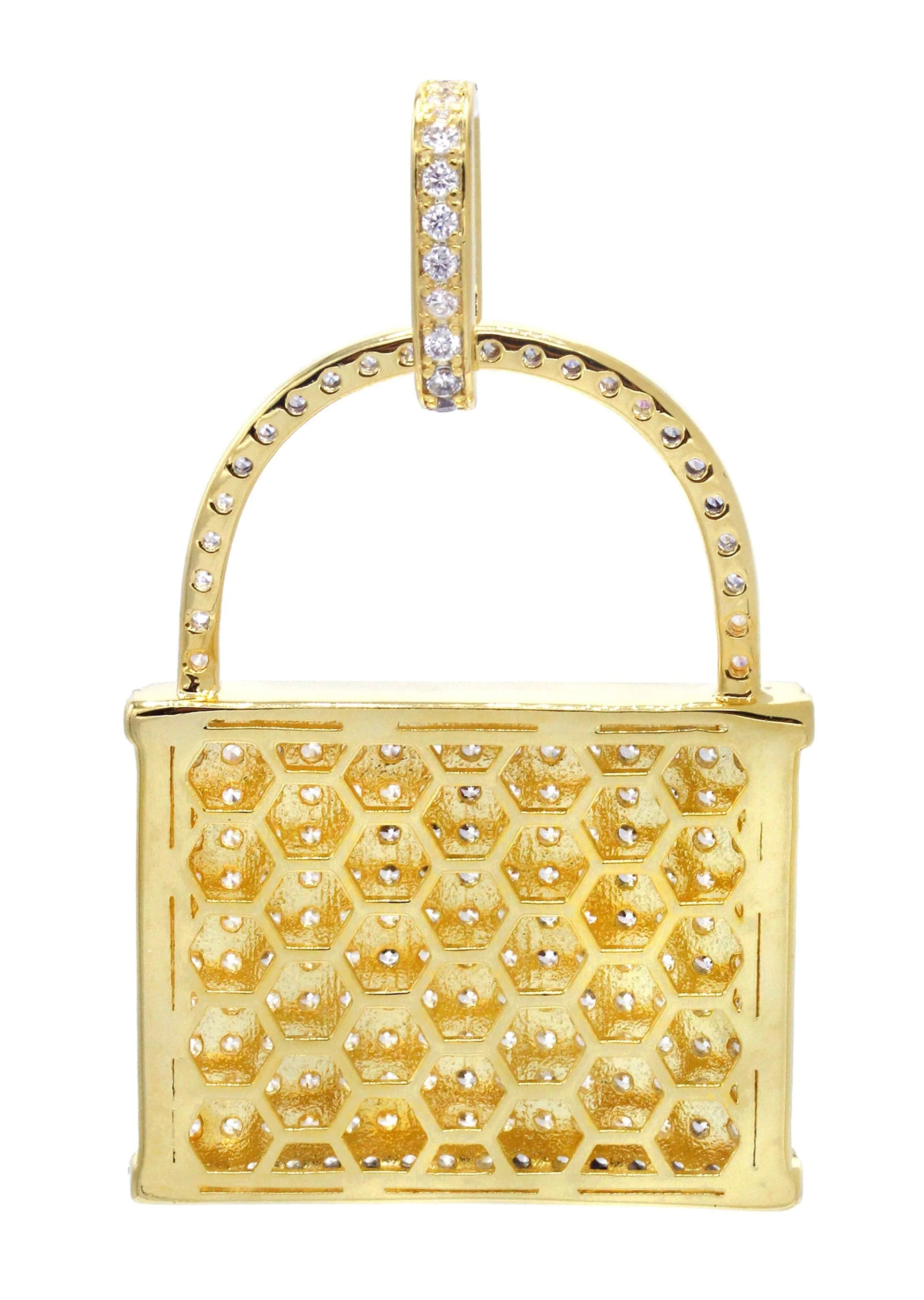 Mens Gold Plated Lock Pendant | 10.7 Grams - Image 2