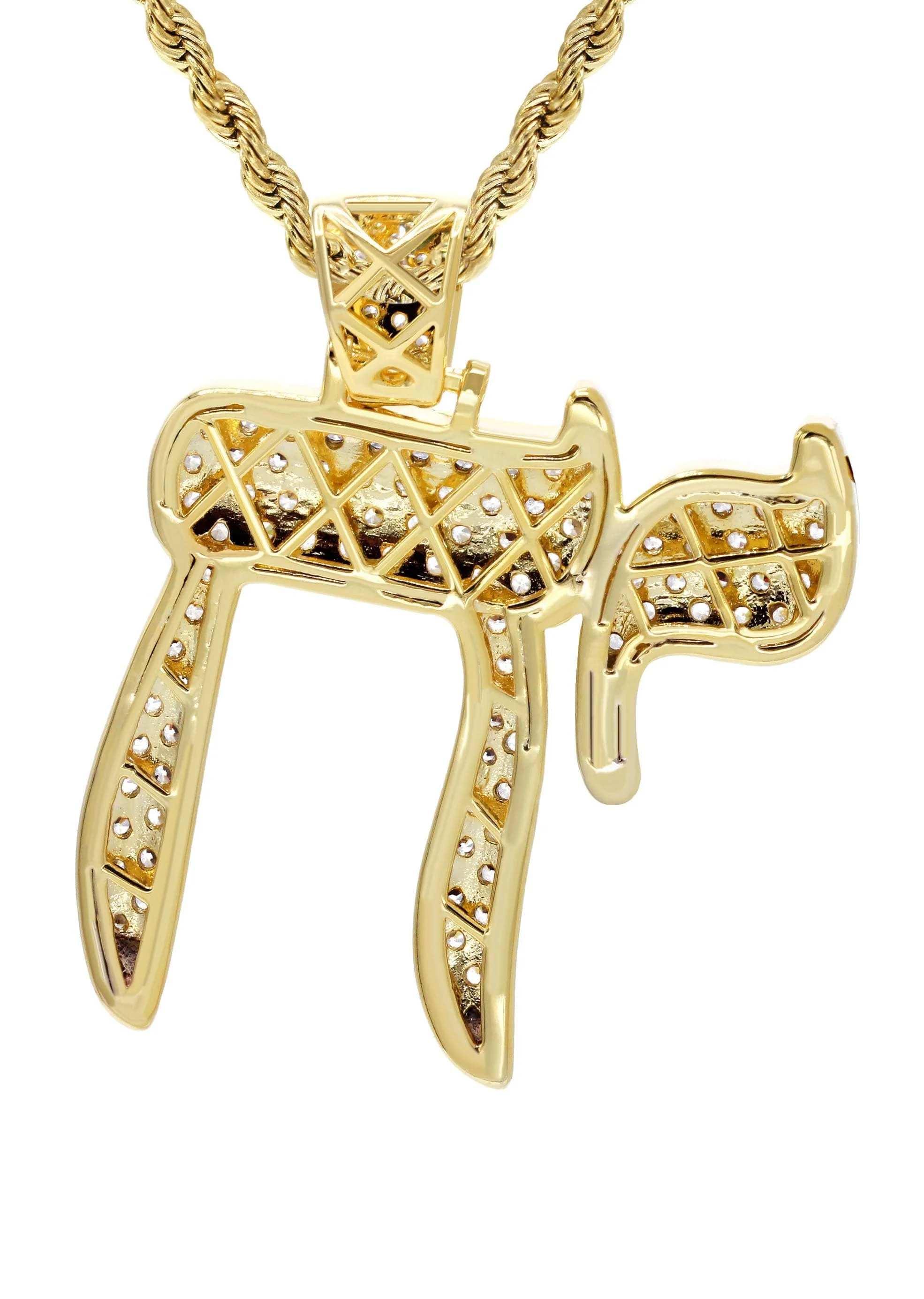 Mens Gold Plated Rope Chain & Chai  Pendant | Appx. 19.4 Grams - Image 3