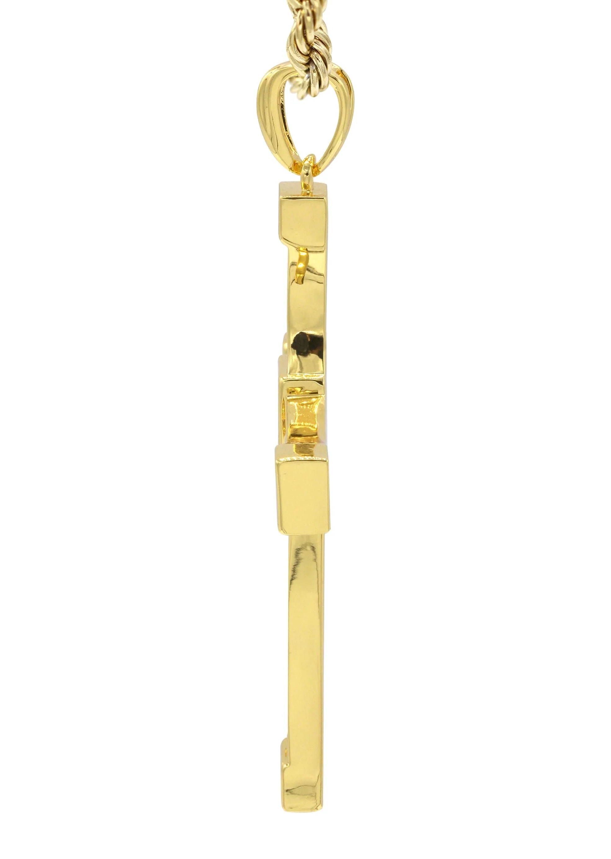 Mens Gold Plated Rope Chain & Cross Pendant | Appx. 26.7 Grams - Image 4