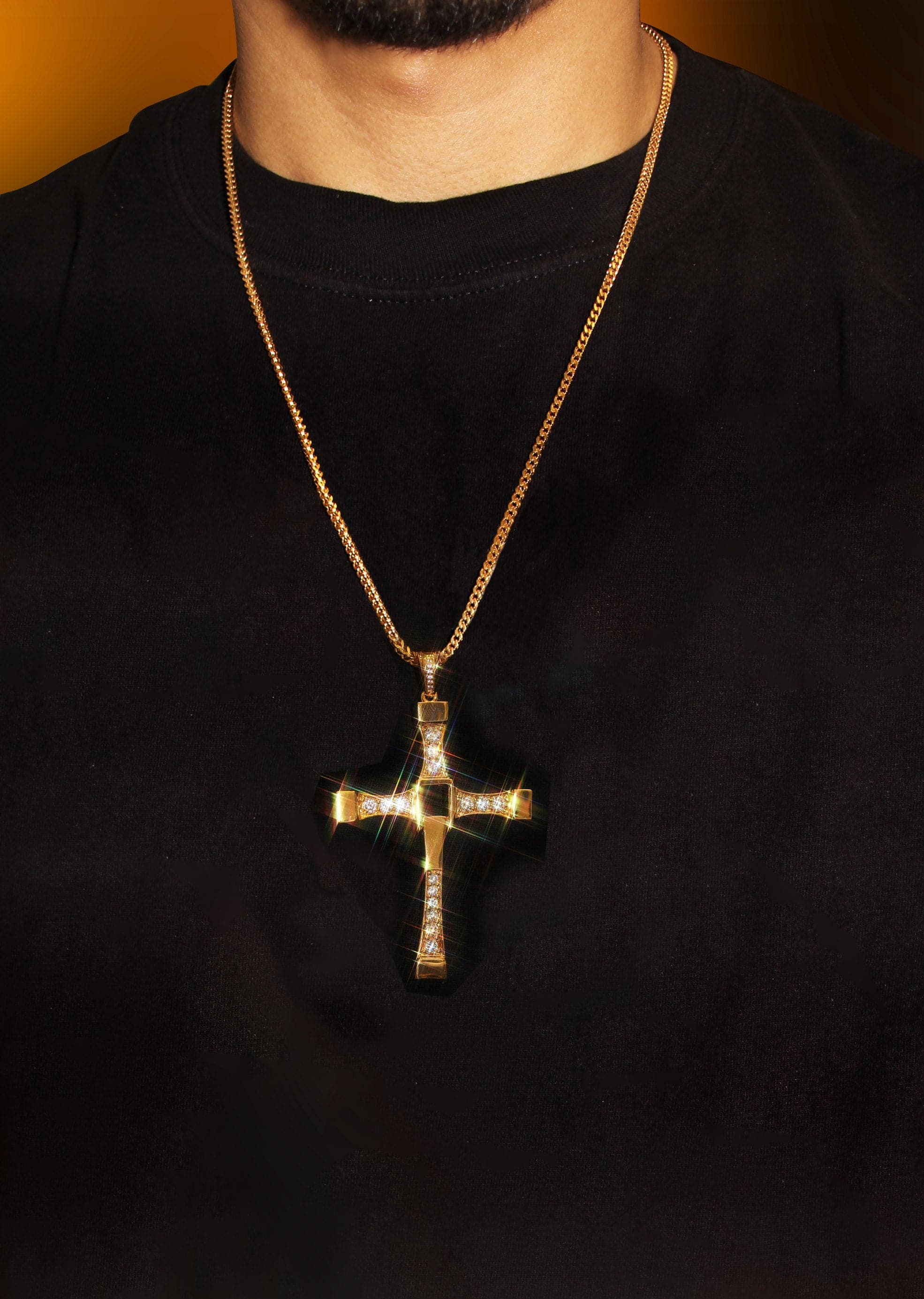 Mens Gold Plated Rope Chain & Cross Pendant | Appx. 26.7 Grams - Image 5