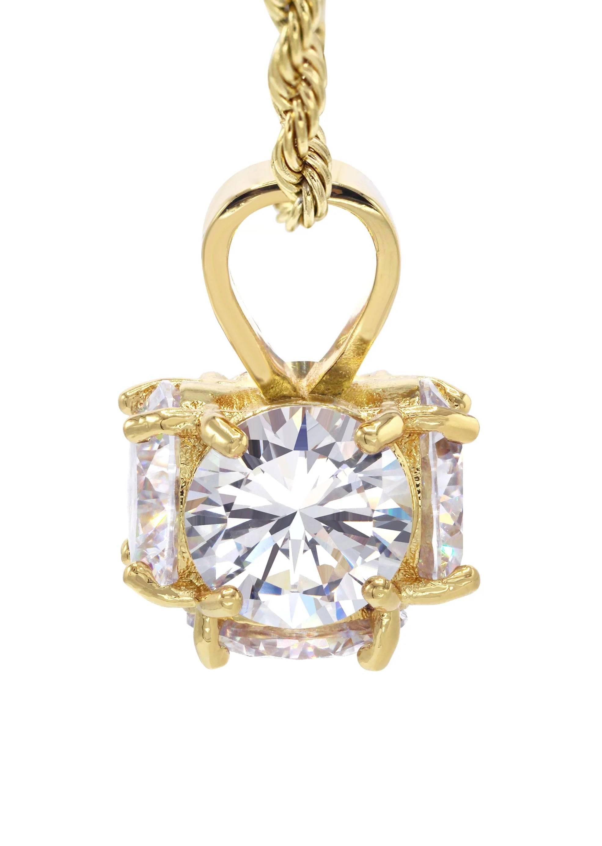 Mens Gold Plated Rope Chain & Cubic Zirconia Pendant | Appx. 19 Grams - Image 3