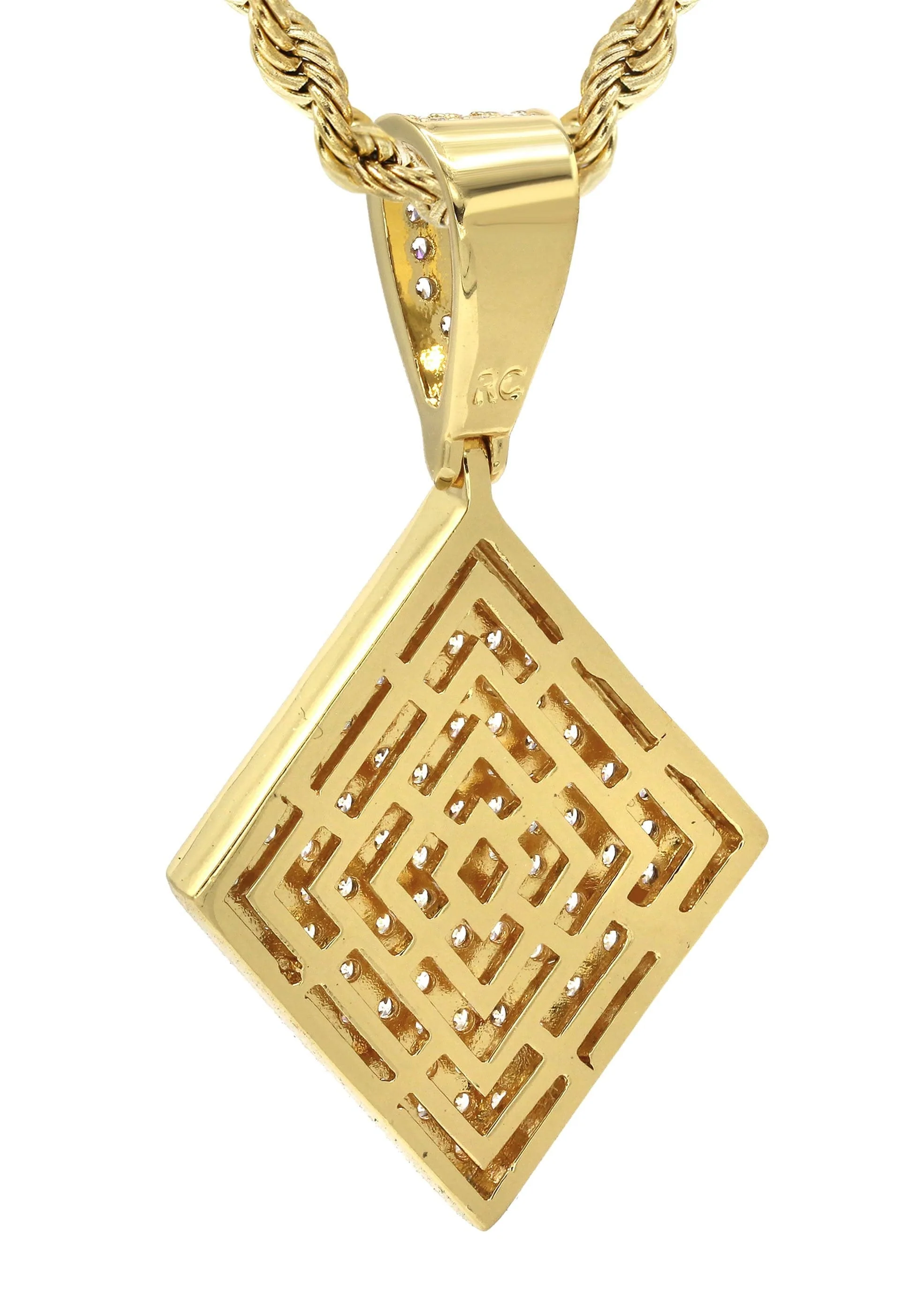 Mens Gold Plated Rope Chain & Iced Out Pendant | Appx. 16.1 Grams - Image 3