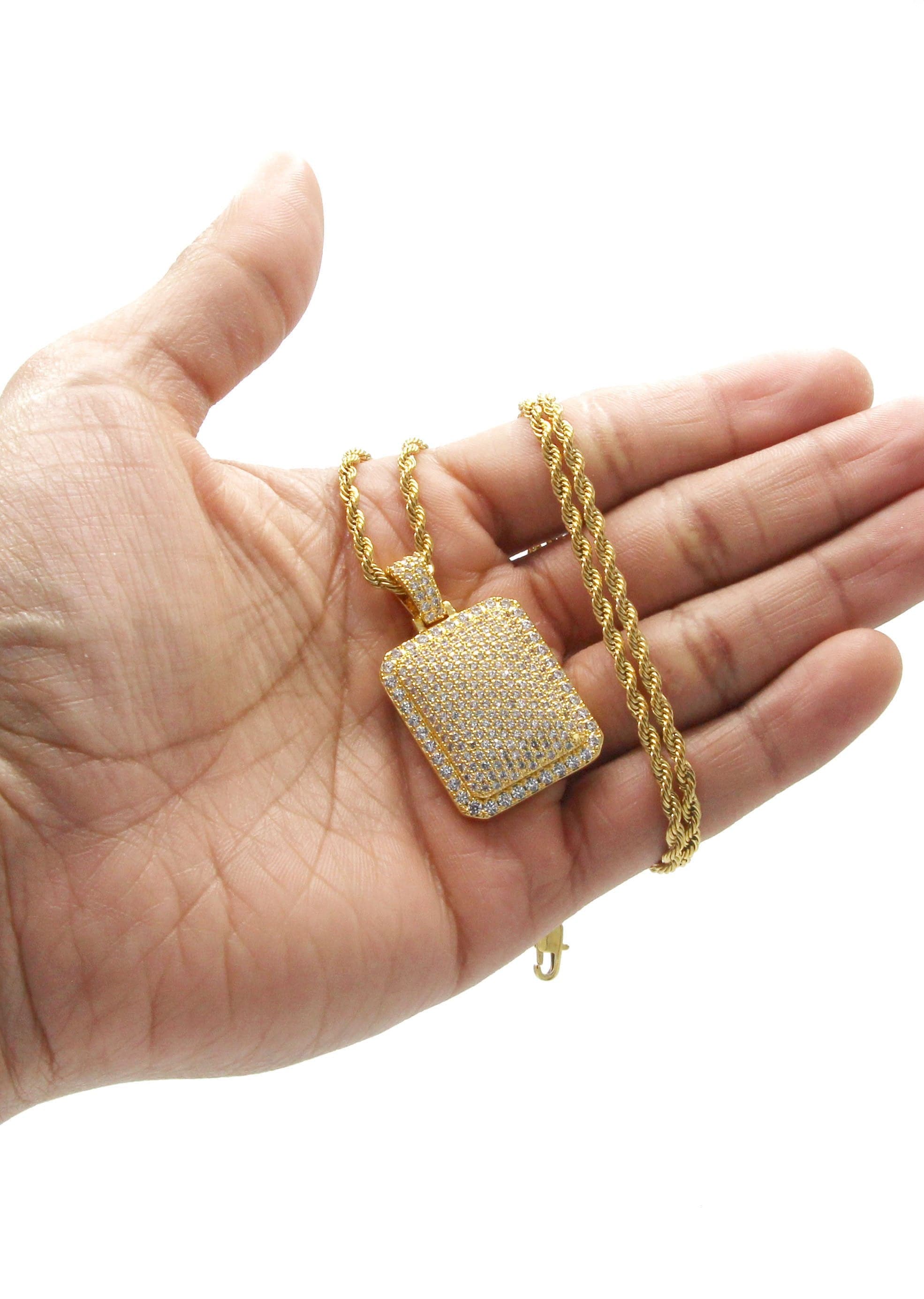 Mens Gold Plated Rope Chain & Dog Tag Pendant | Appx. 21.5 Grams - Image 6