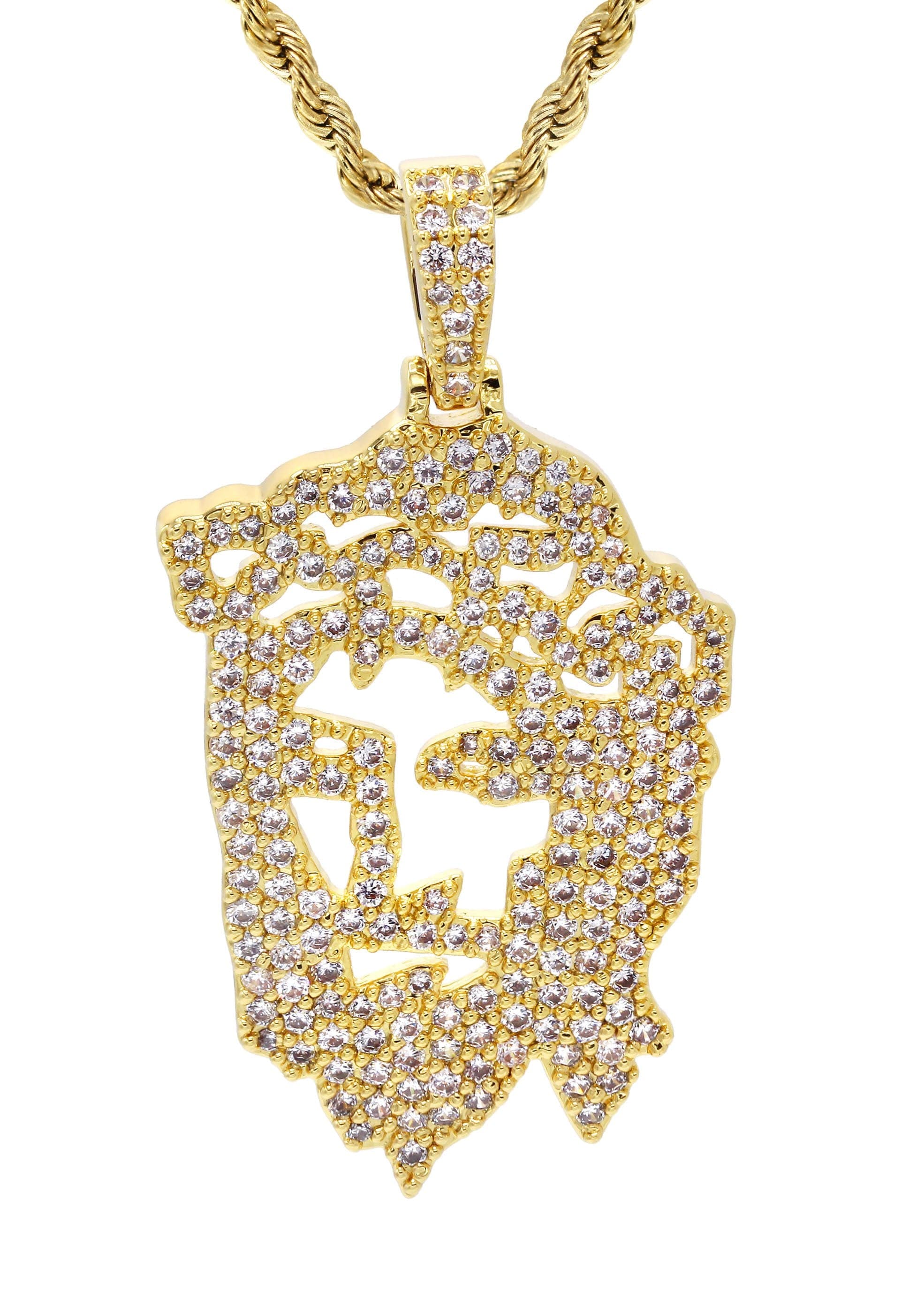 Mens Gold Plated Rope Chain & Jesus Piece Chain | Appx. 14.6 Grams - Image 2