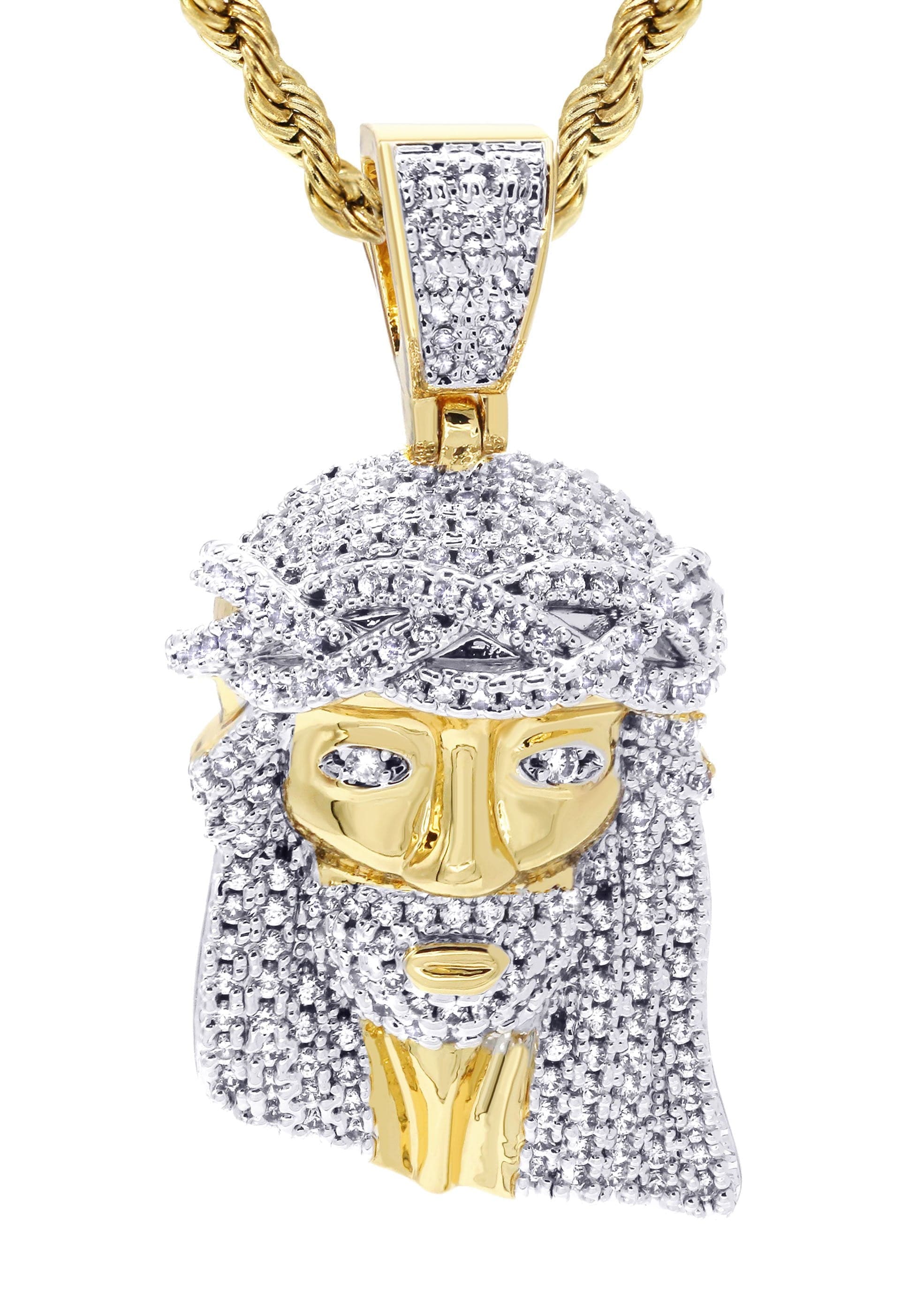 Mens Gold Plated Rope Chain & Jesus Piece Chain | Appx. 21.8 Grams - Image 2