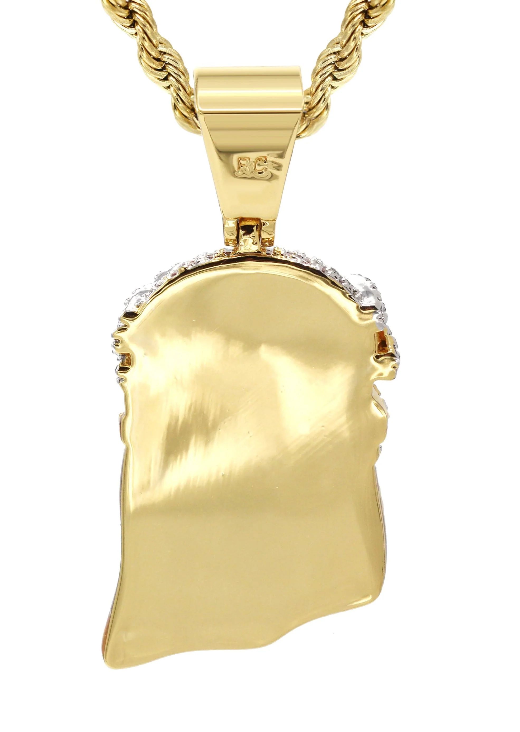 Mens Gold Plated Rope Chain & Jesus Piece Chain | Appx. 21.8 Grams - Image 3