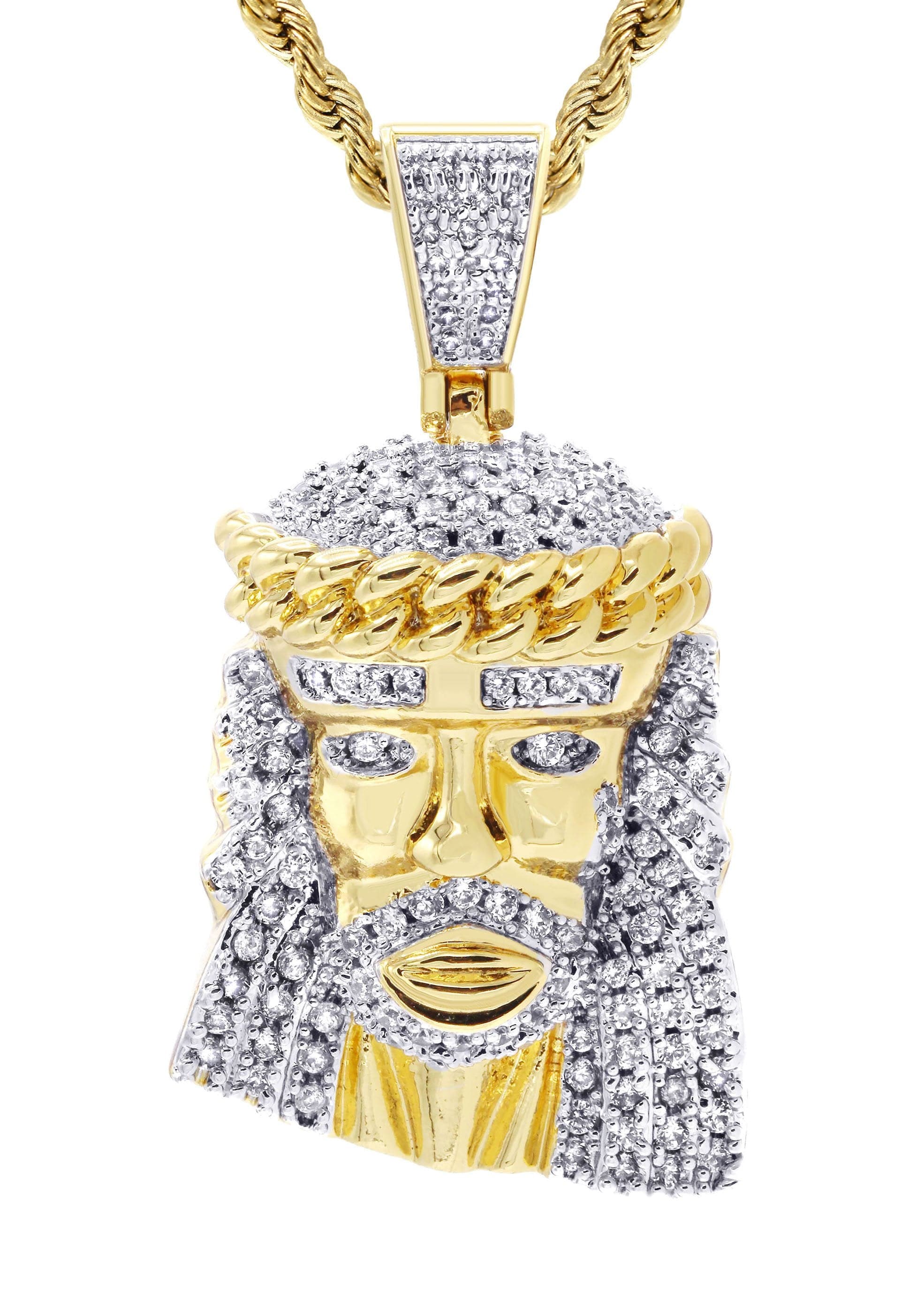 Mens Gold Plated Rope Chain & Jesus Piece Chain | Appx. 22.7 Grams - Image 2