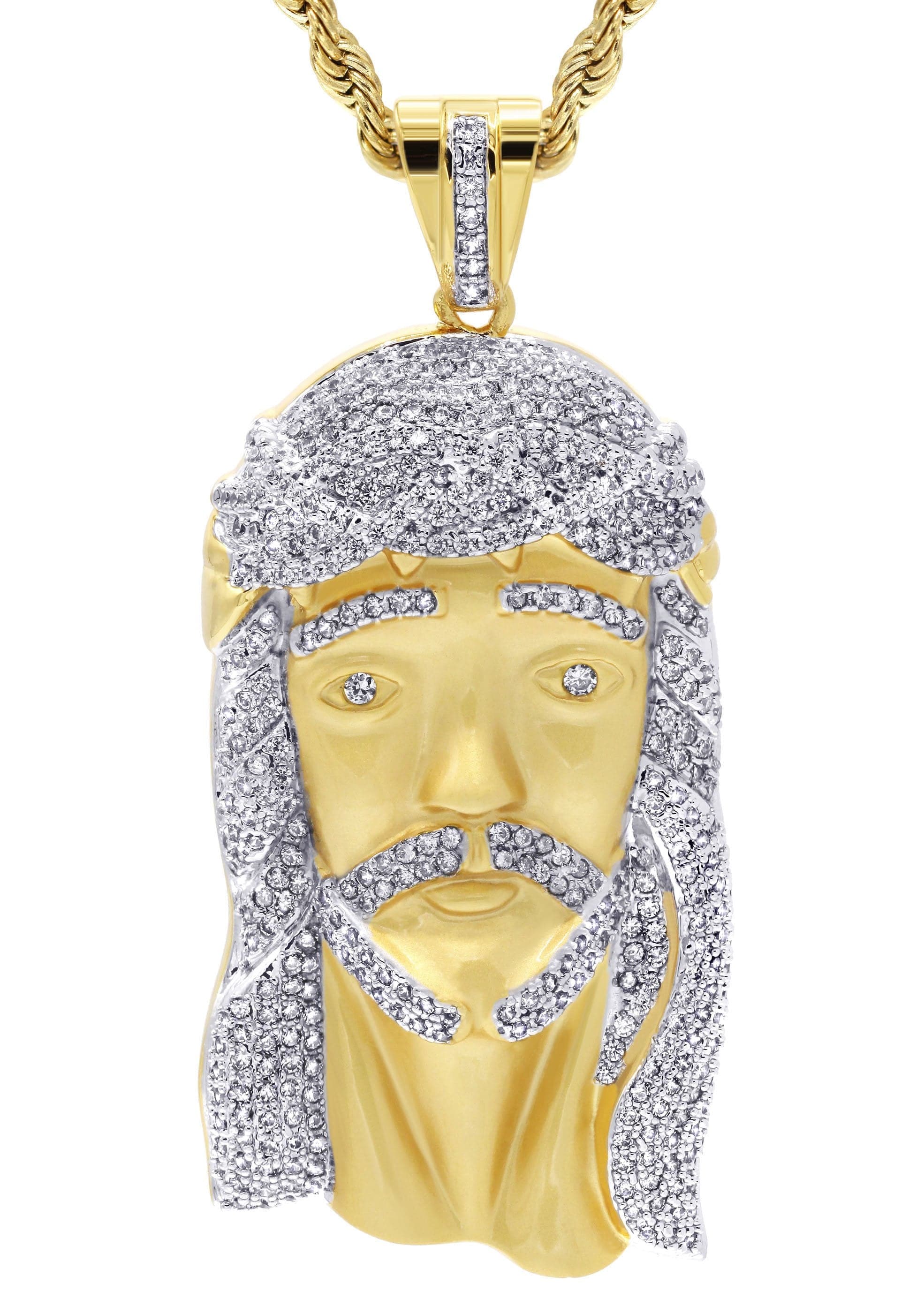 Mens Gold Plated Rope Chain & Jesus Piece Chain | Appx. 42.4 Grams - Image 2