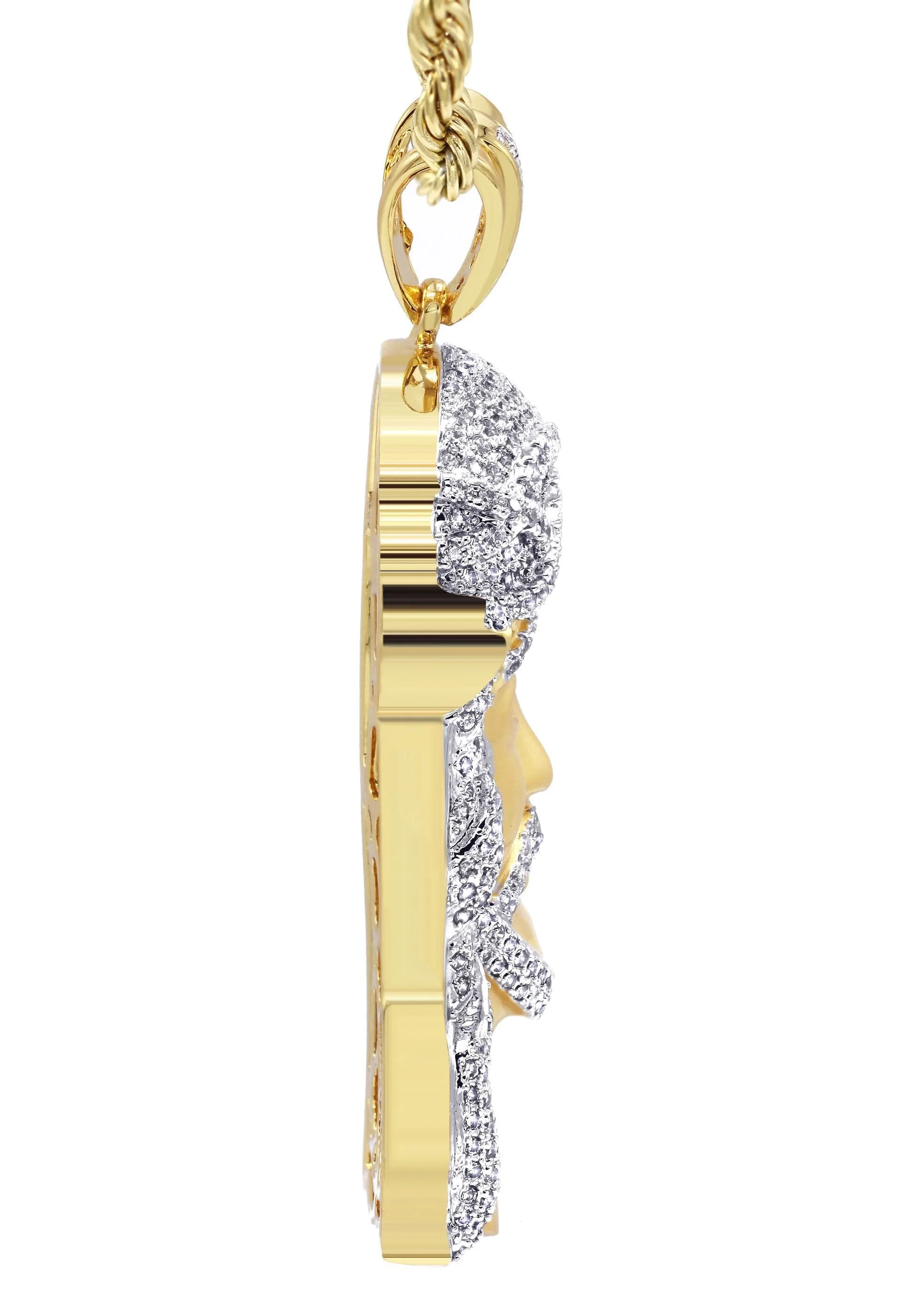 Mens Gold Plated Rope Chain & Jesus Piece Chain | Appx. 42.4 Grams - Image 4