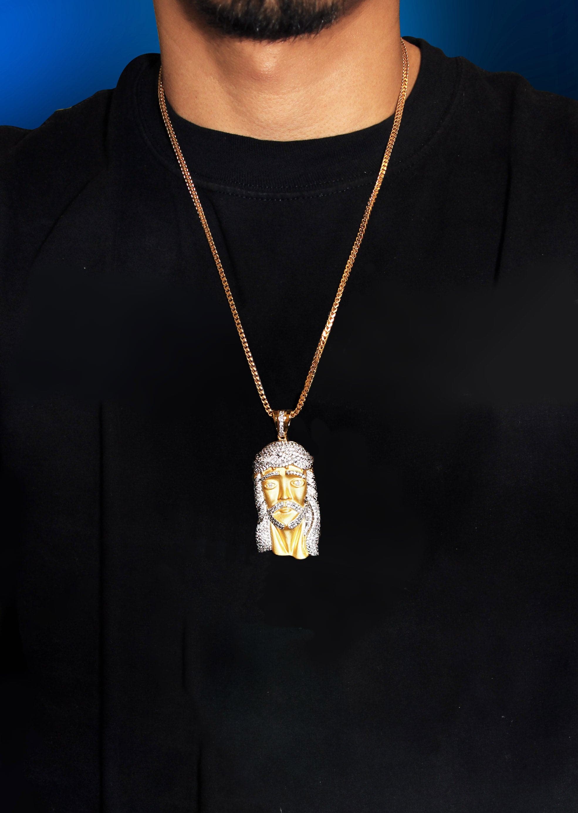 Mens Gold Plated Rope Chain & Jesus Piece Chain | Appx. 42.4 Grams - Image 5