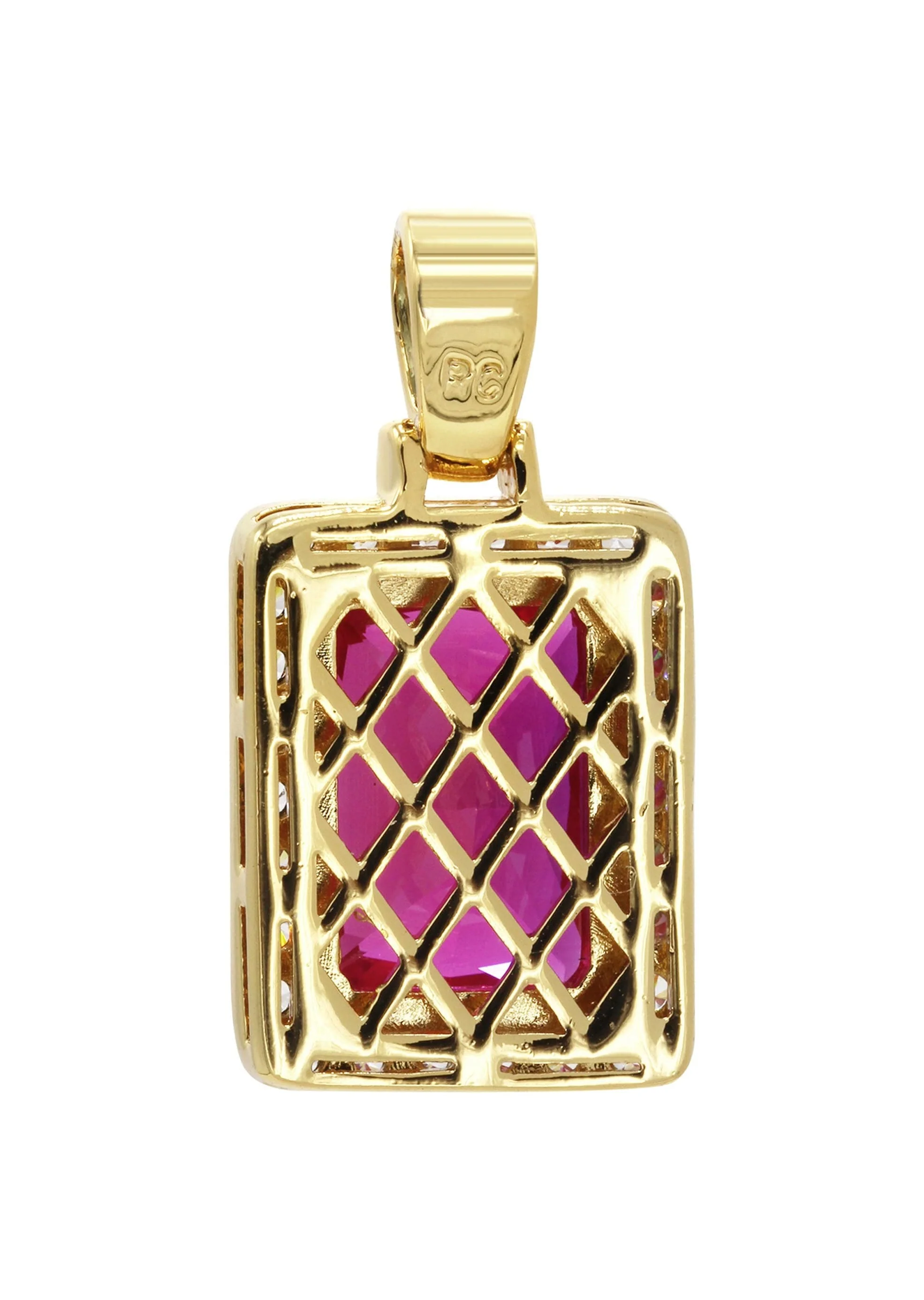 Mens Gold Plated Ruby Pendant | 6 Grams - Image 2