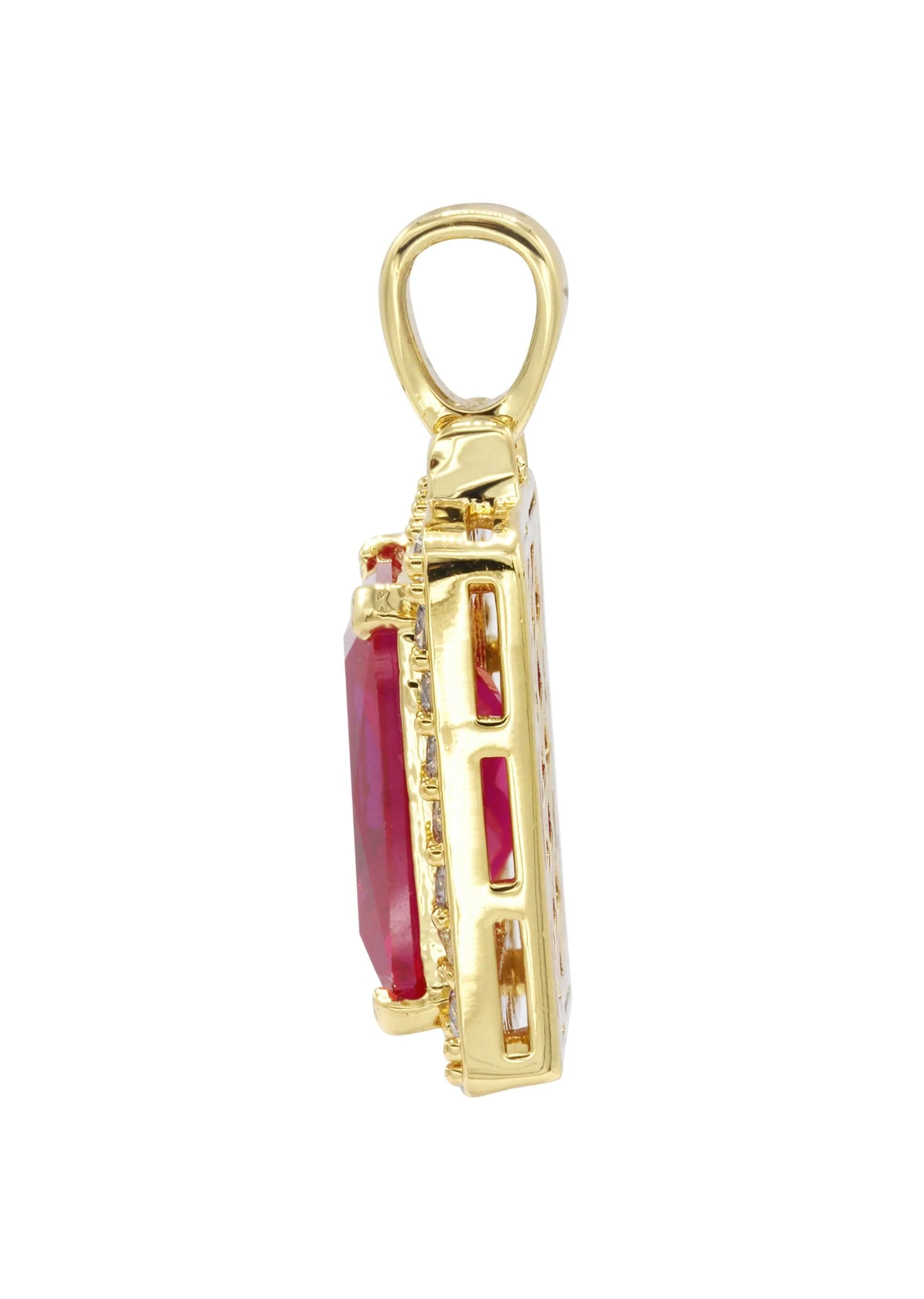 Mens Gold Plated Ruby Pendant | 6 Grams - Image 3