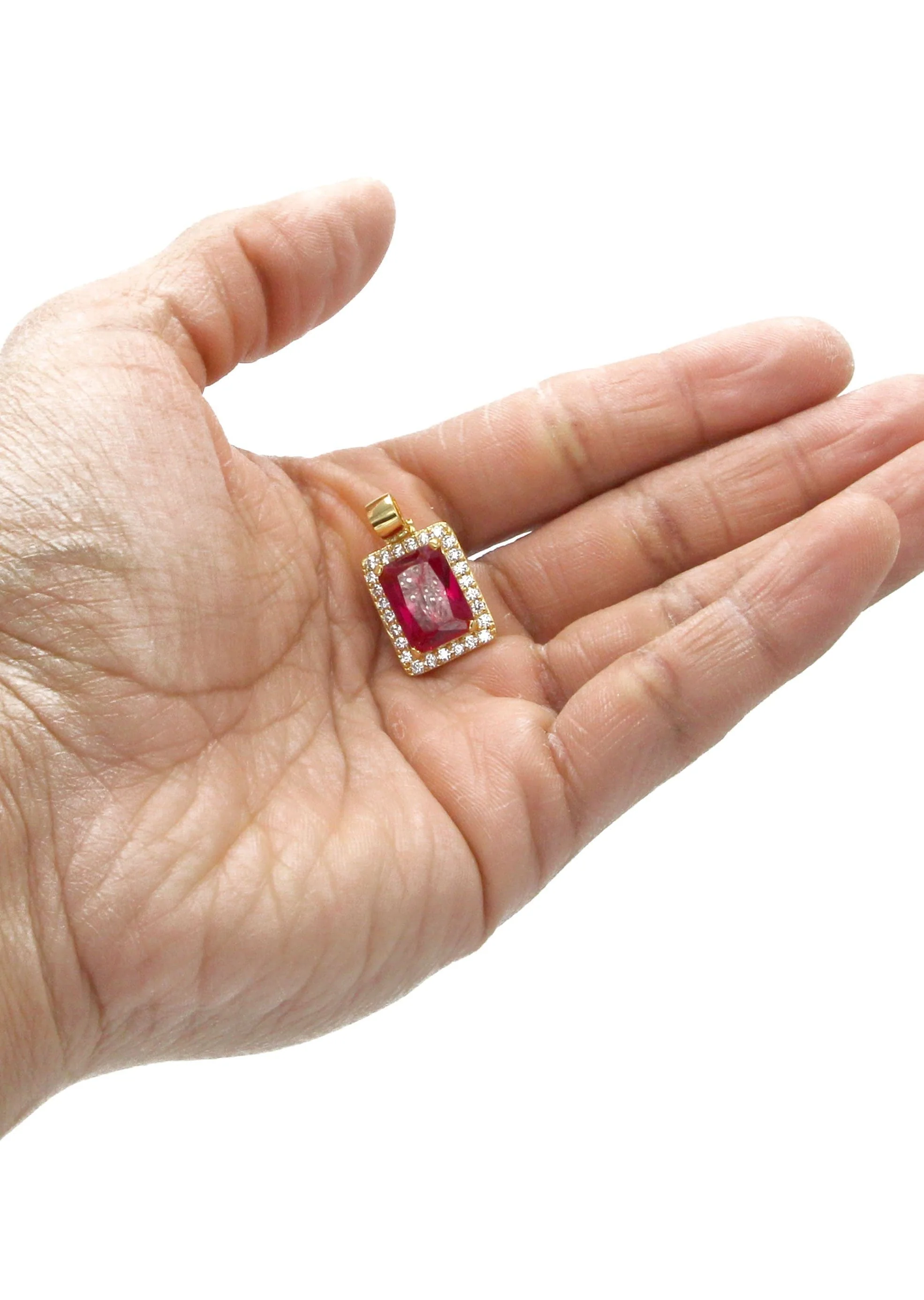 Mens Gold Plated Ruby Pendant | 6 Grams - Image 4