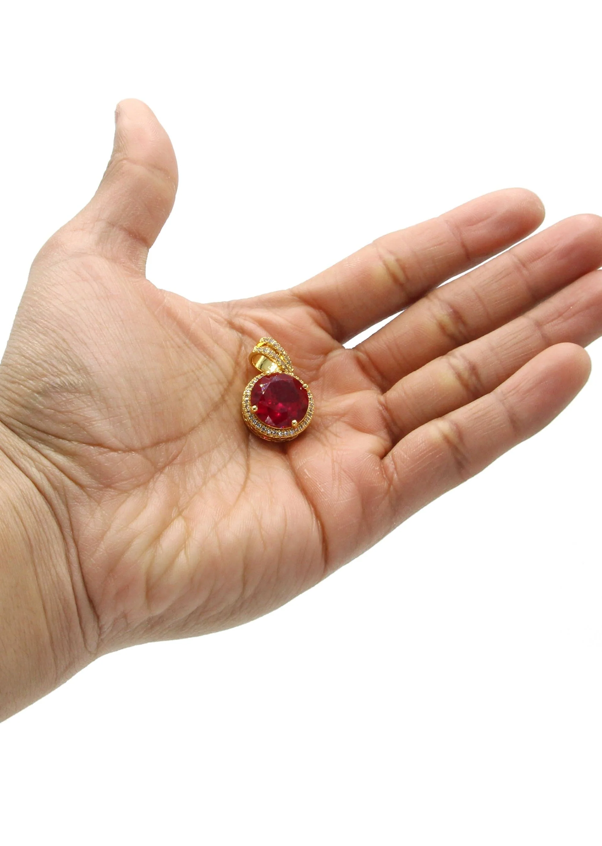 Mens Gold Plated Ruby Pendant | 7.4 Grams - Image 4
