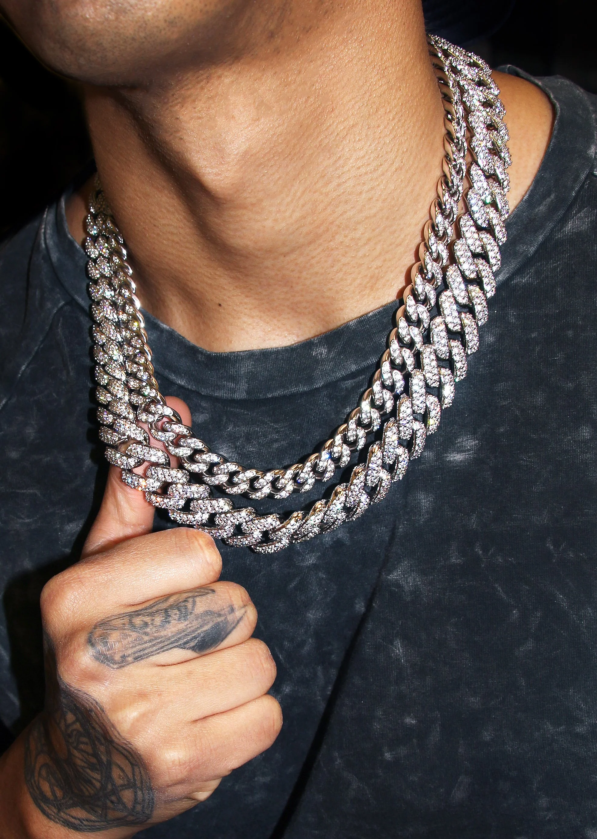 White Gold Plated Iced Out Miami Cuban Link Choker - Image 2