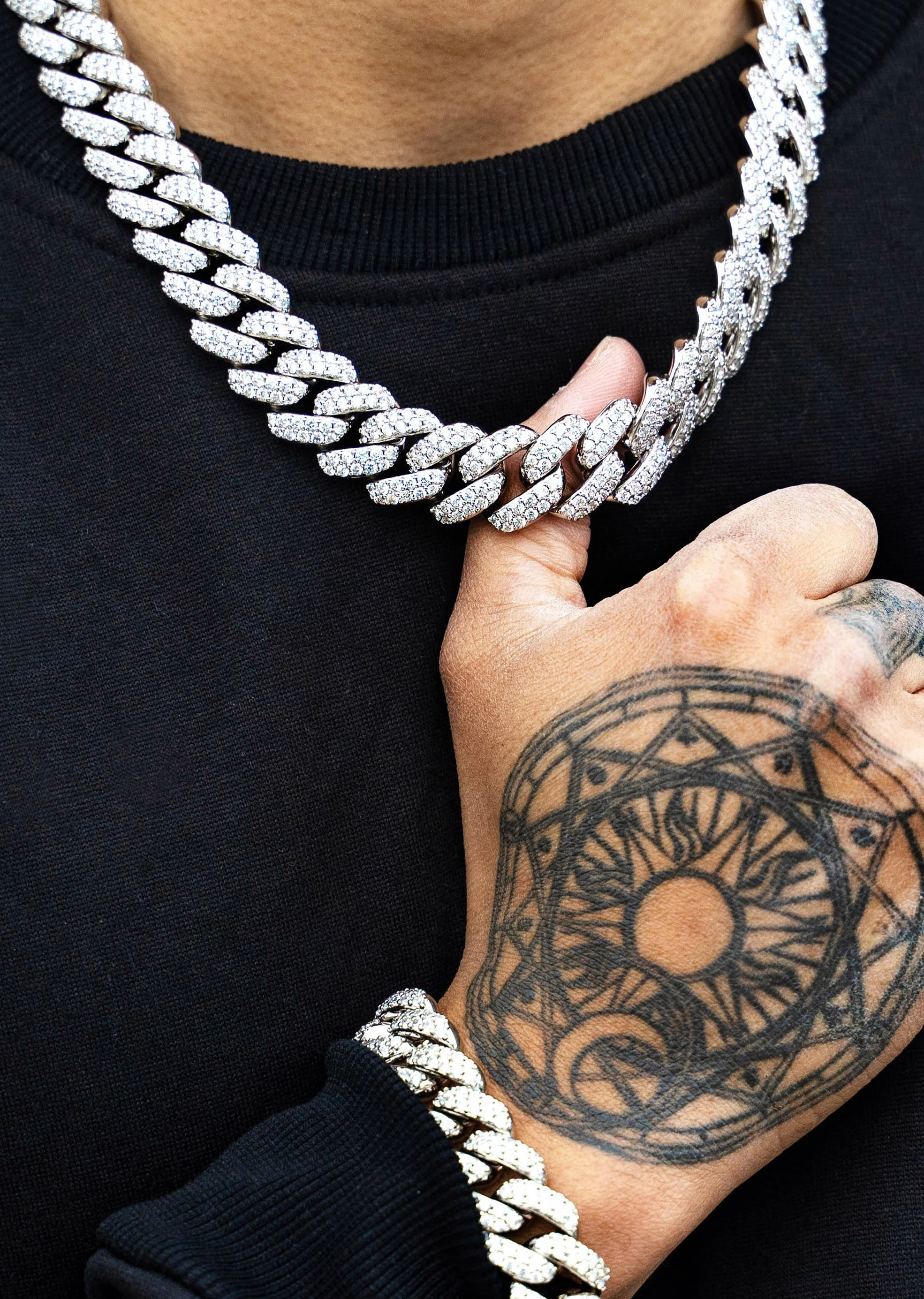 White Gold Plated Iced Out Miami Cuban Link Chain & Bracelet - Image 2