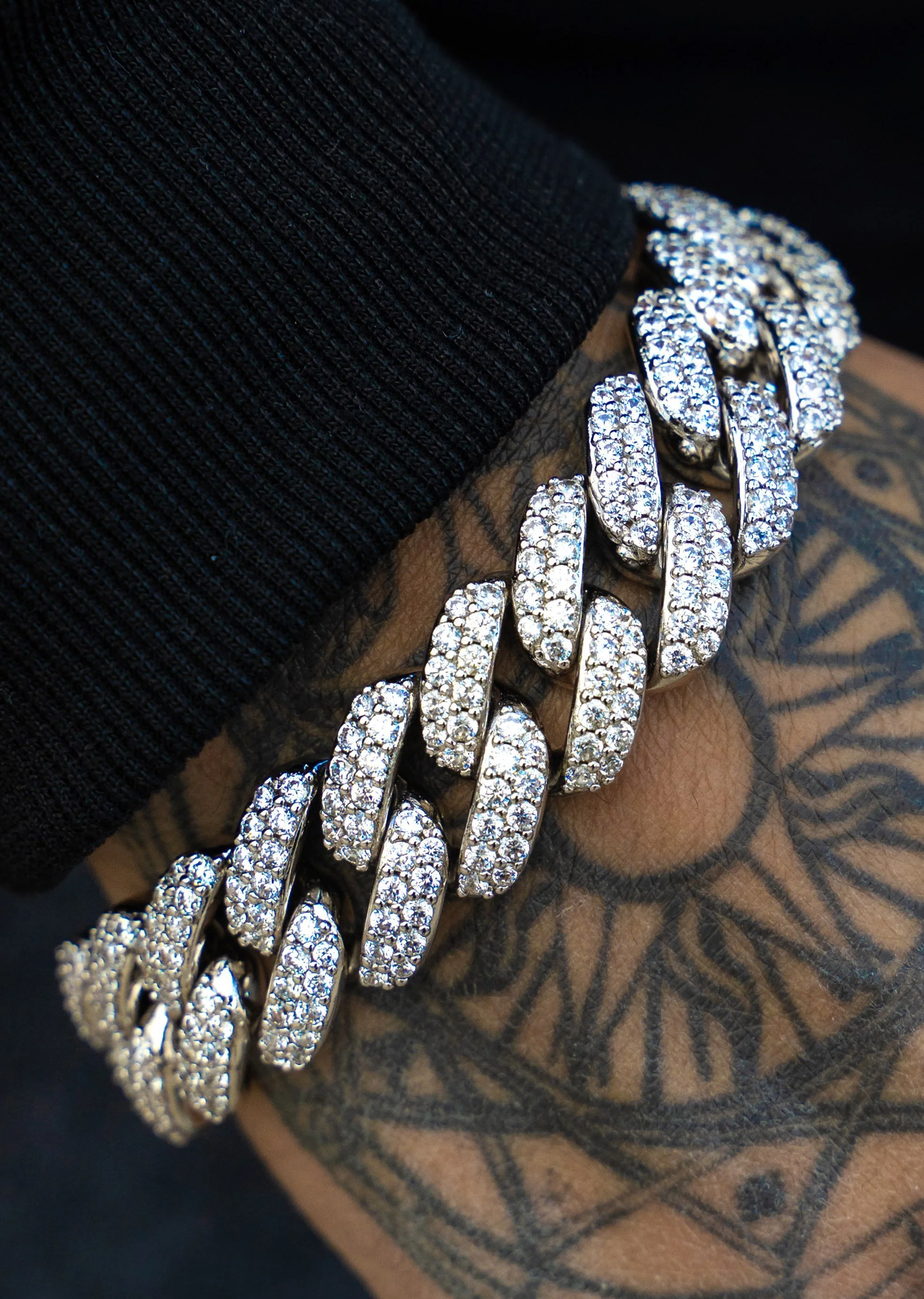 White Gold Plated Iced Out Miami Cuban Link Chain & Bracelet - Image 5