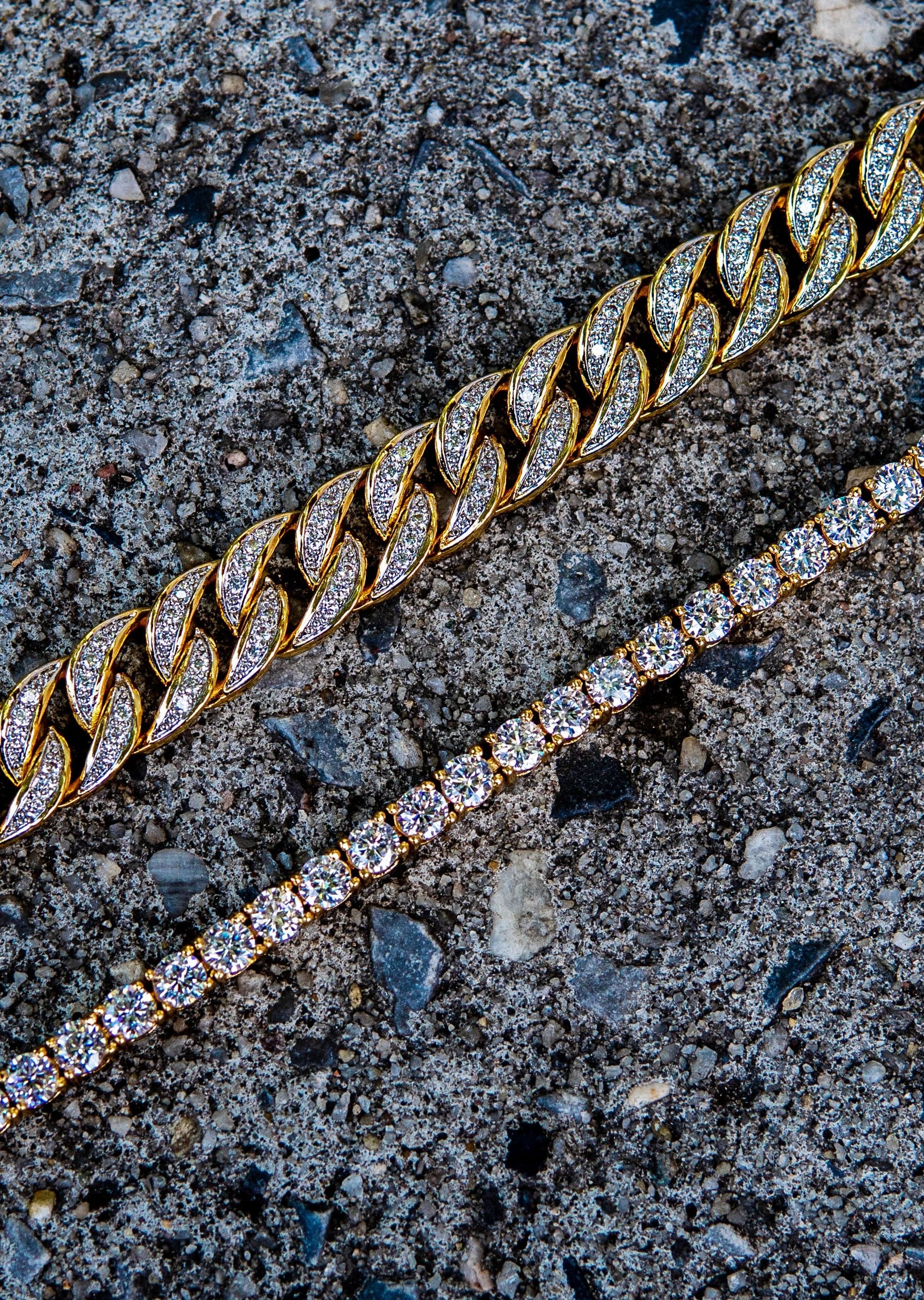 Gold Plated Miami Cuban Link Bracelet (10 MM ) & Tennis Bracelet - Image 3
