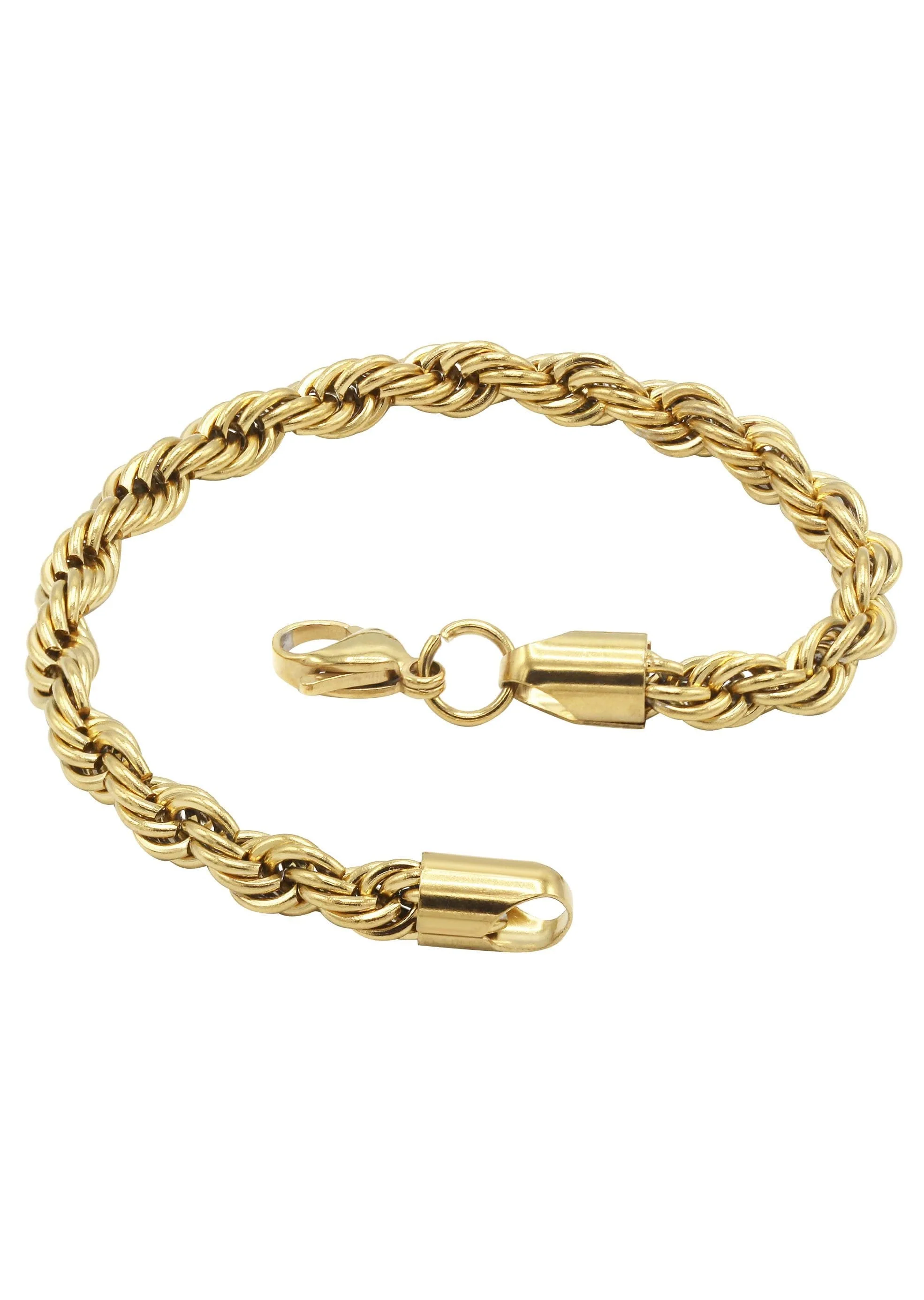 Gold Plated Mens Solid Rope Bracelet - Image 3