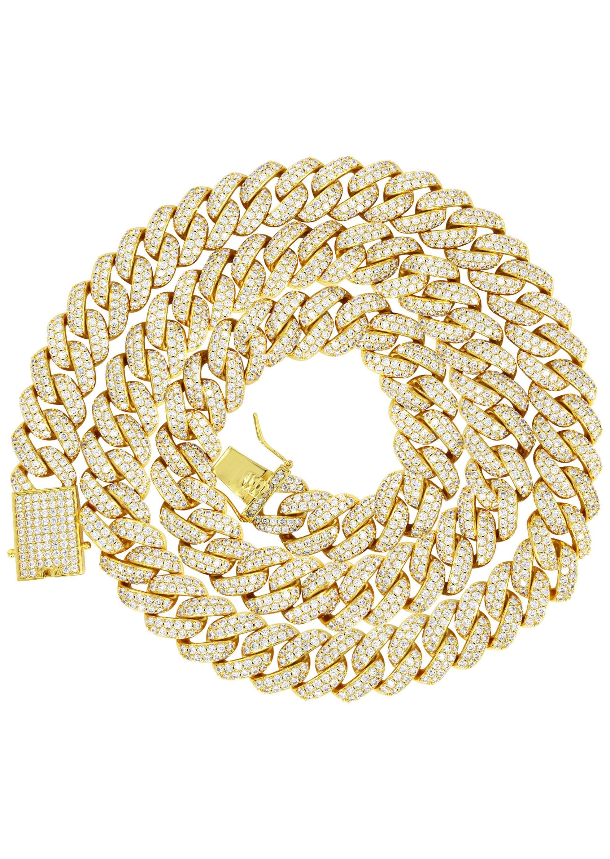 Gold Plated Mens Chain Iced Out Miami Cuban Link - Image 2